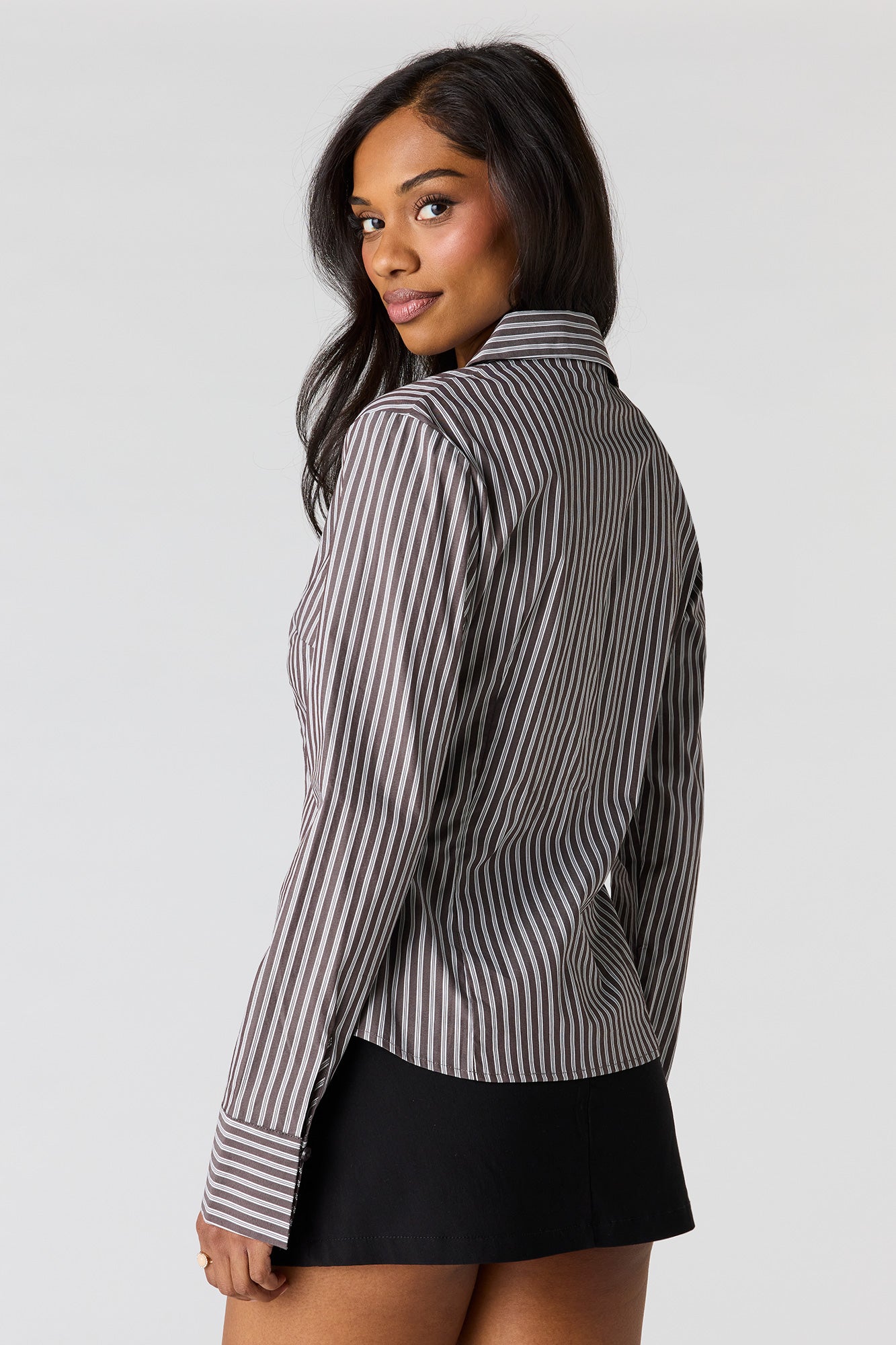 Slim Fit Long Sleeve Button-Up Top