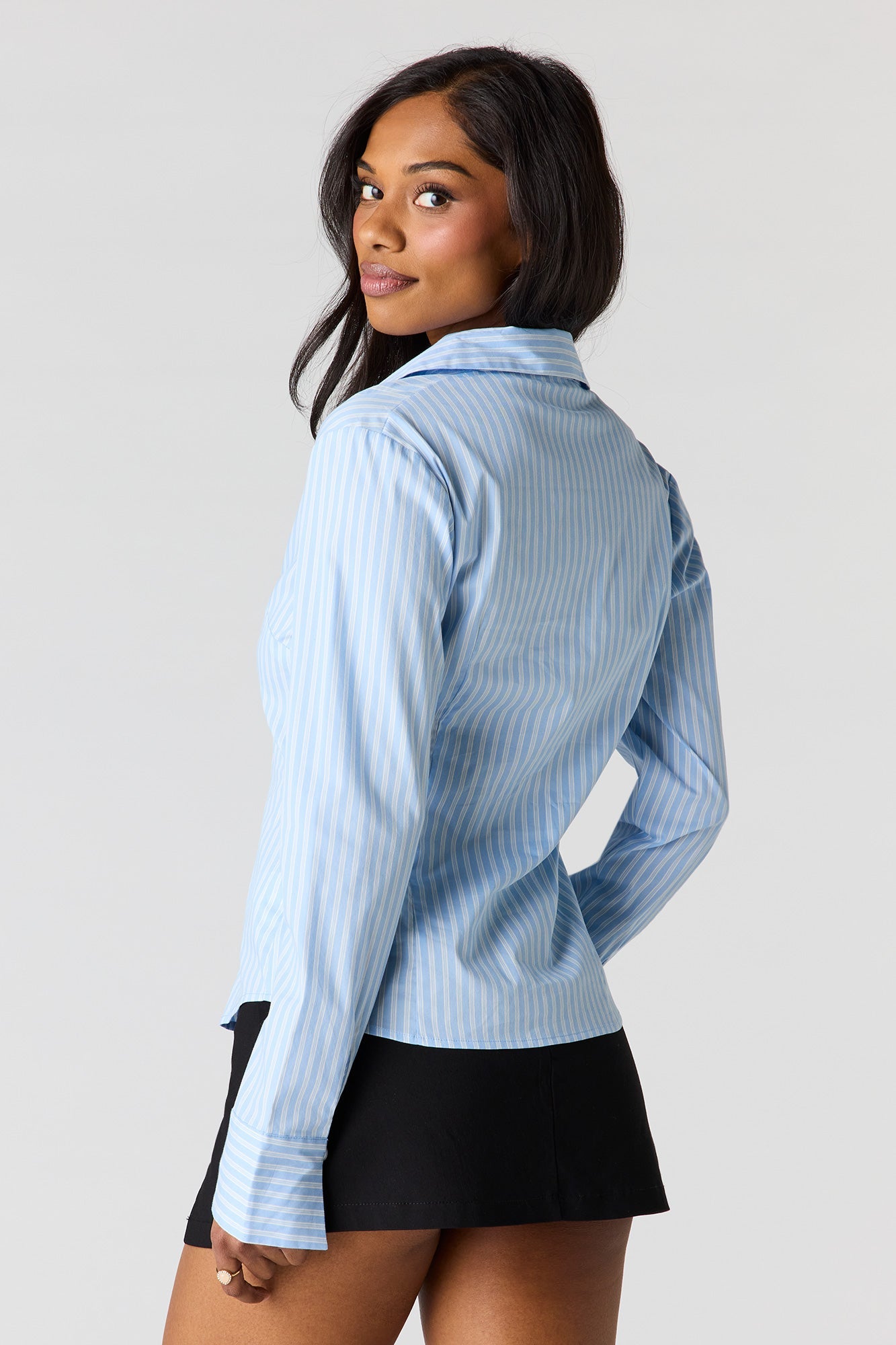 Slim Fit Long Sleeve Button-Up Top