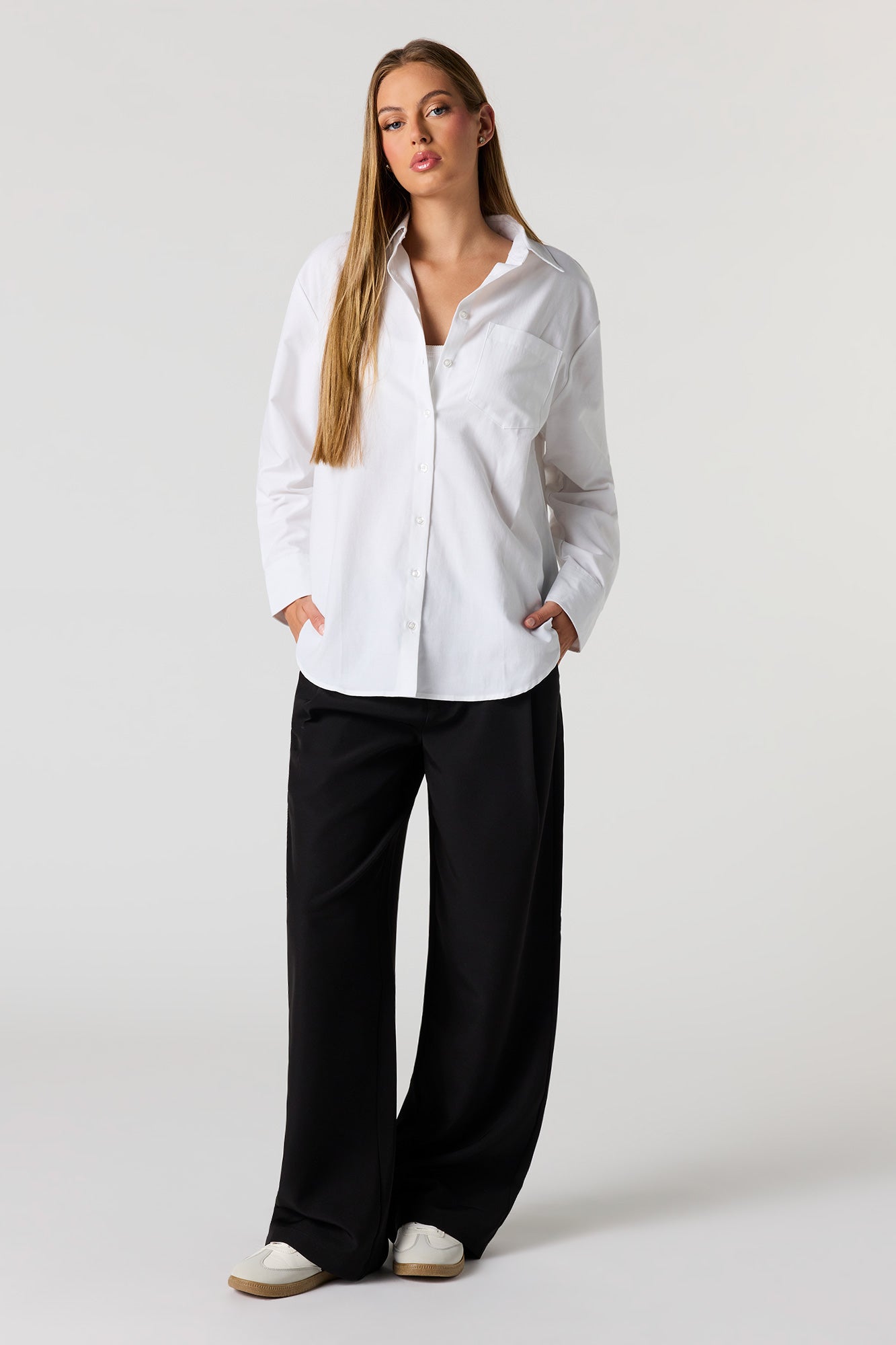 Oversized Button-Up Collared Top