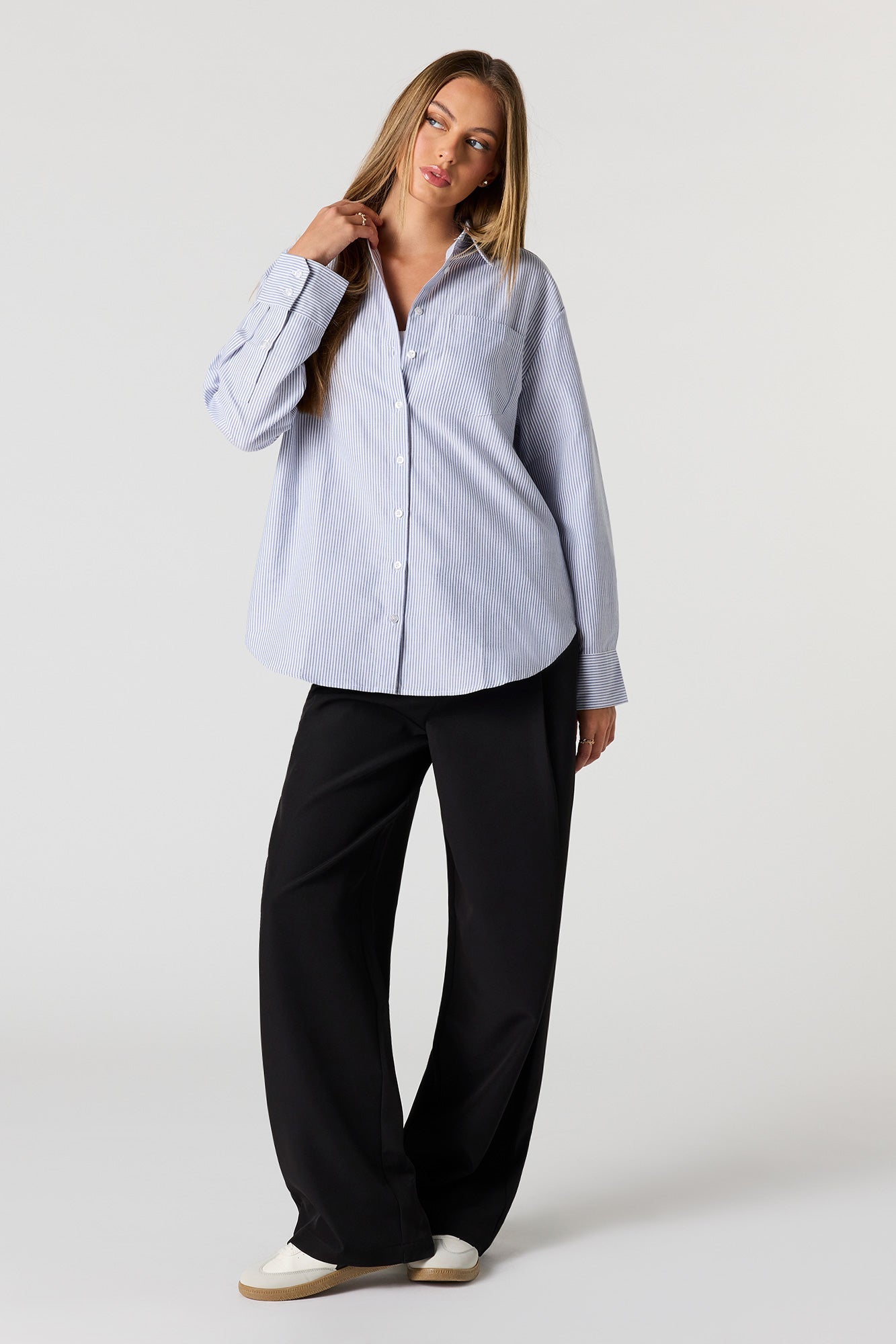 Oversized Button-Up Collared Top