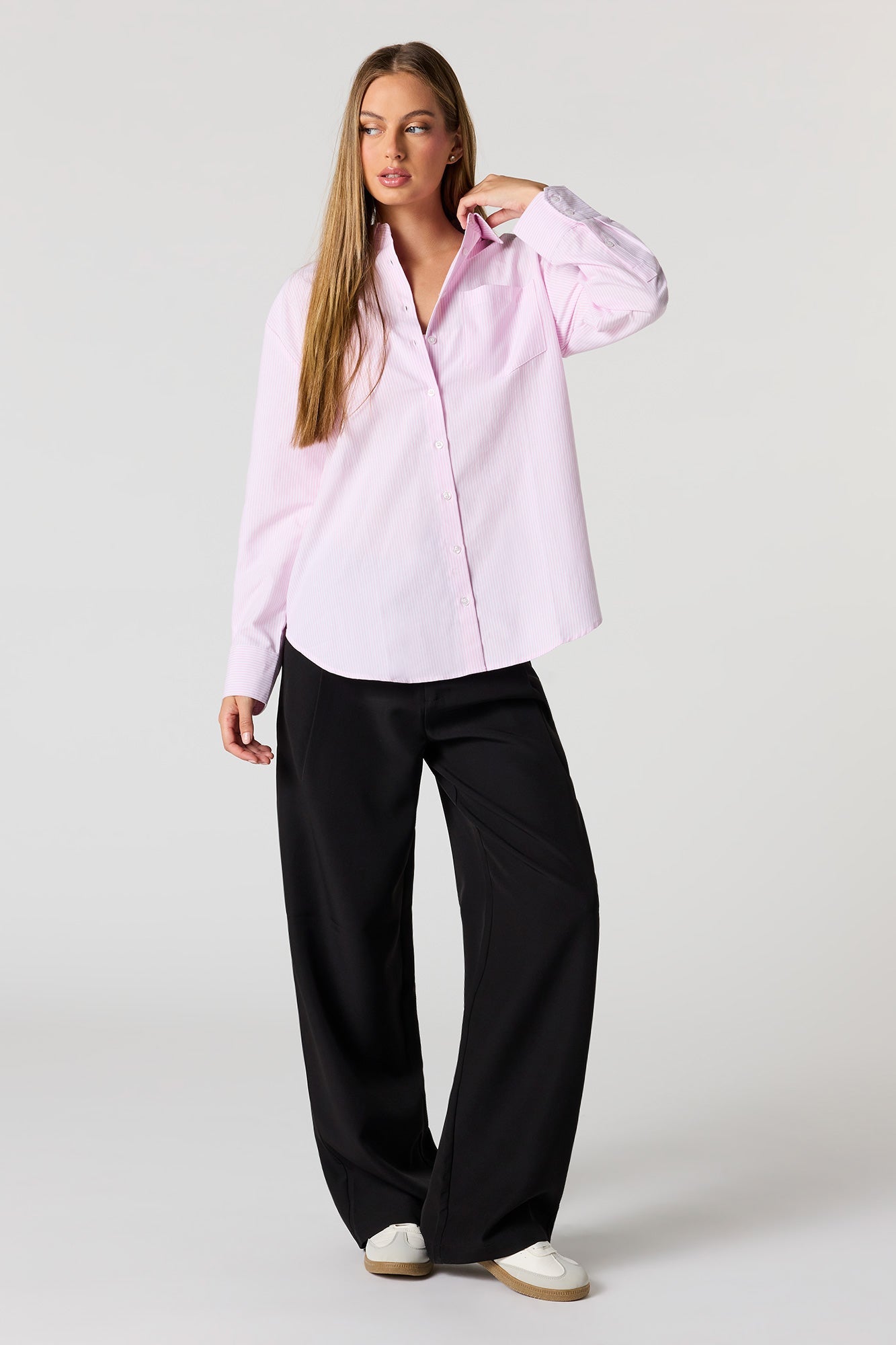 Oversized Button-Up Collared Top