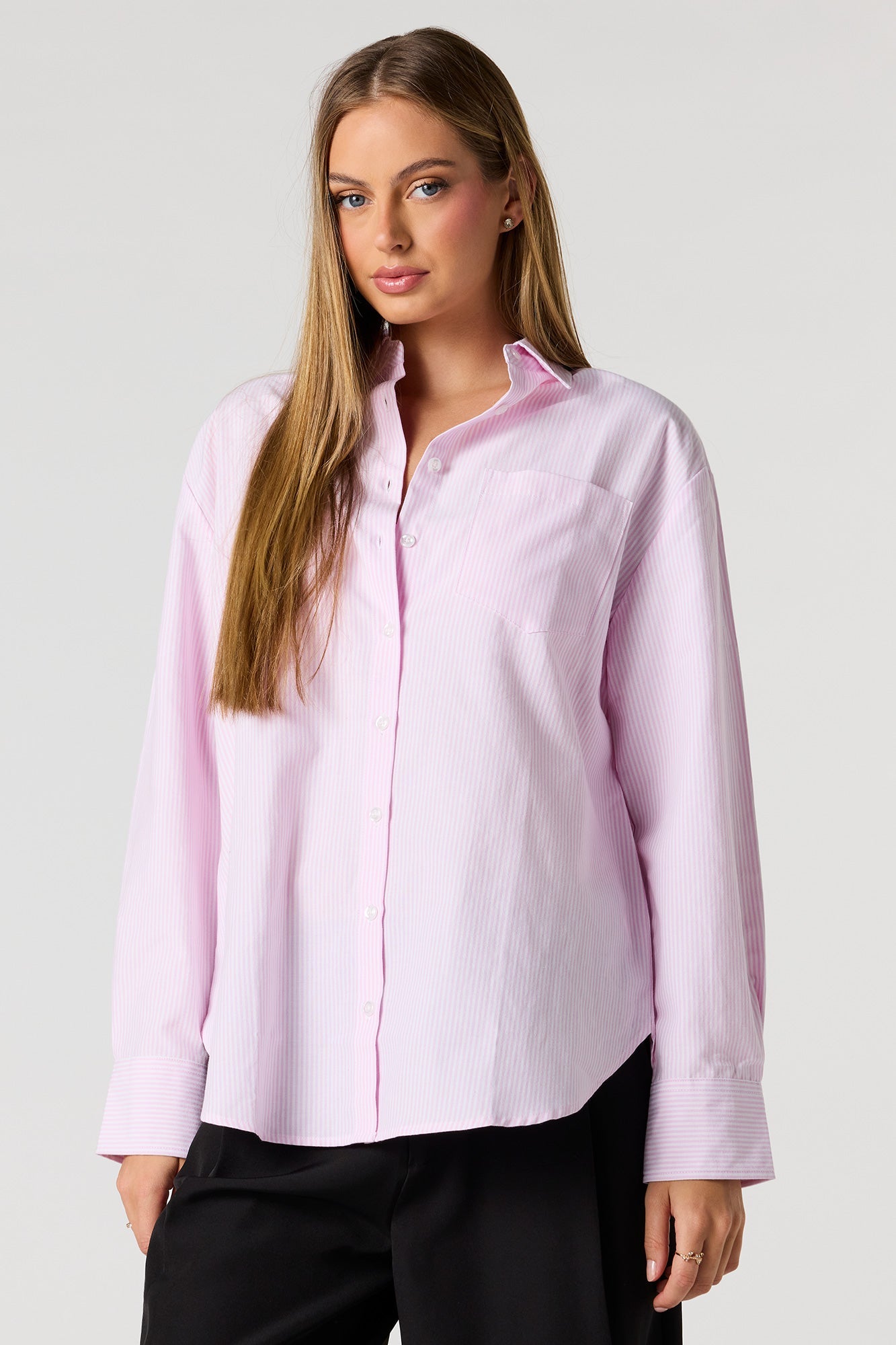 Oversized Button-Up Collared Top
