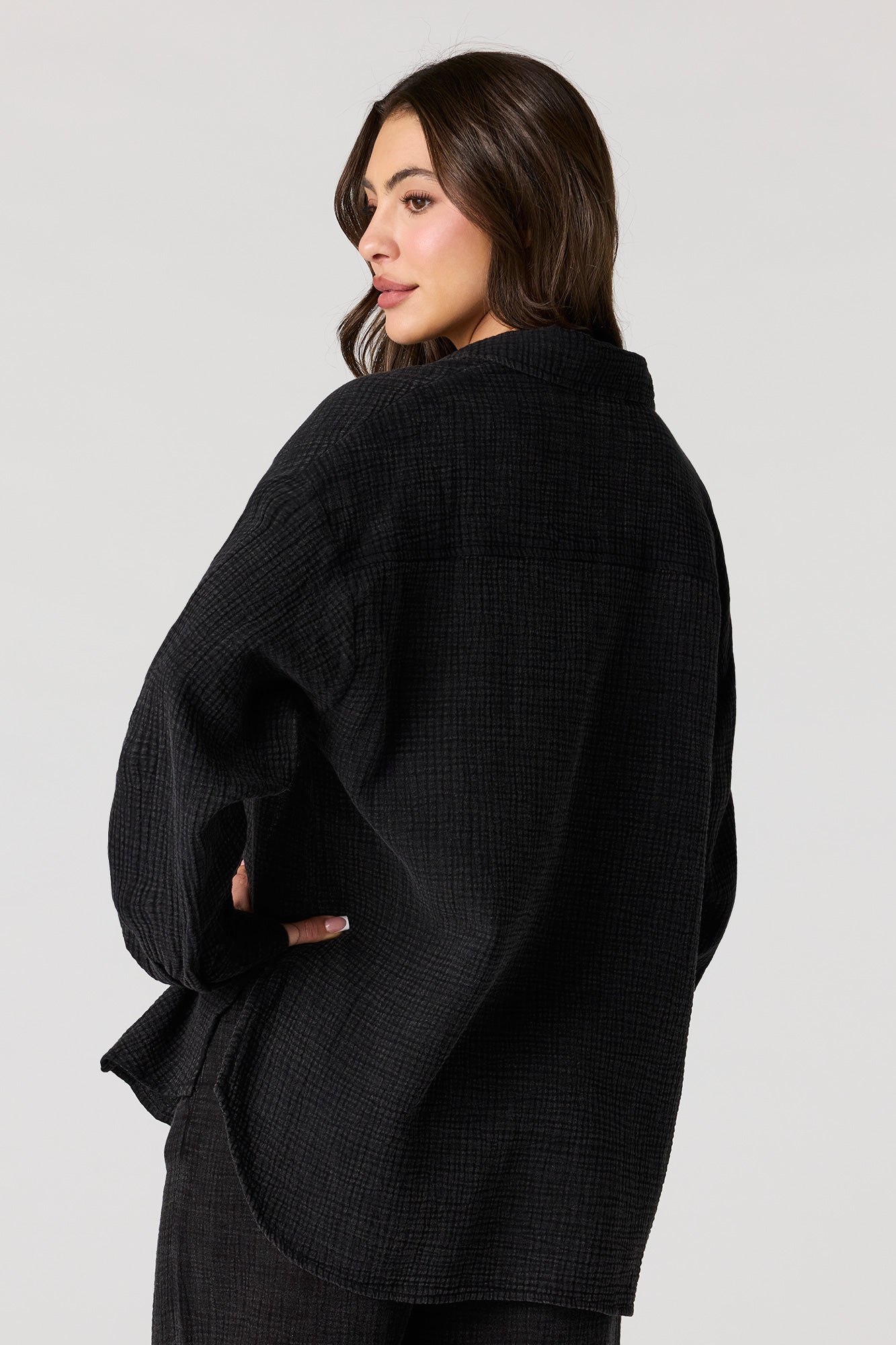 Gauze Button-Up Oversized Top