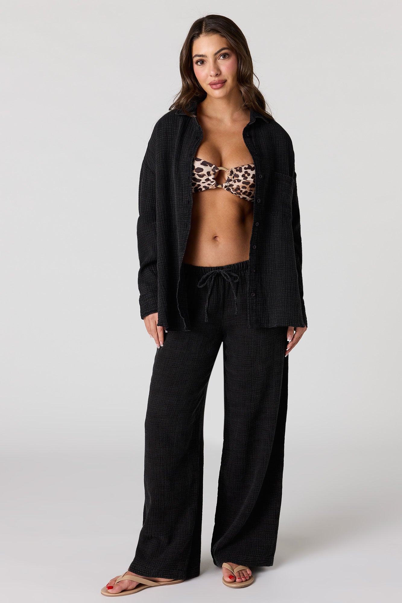 Gauze Button-Up Oversized Top