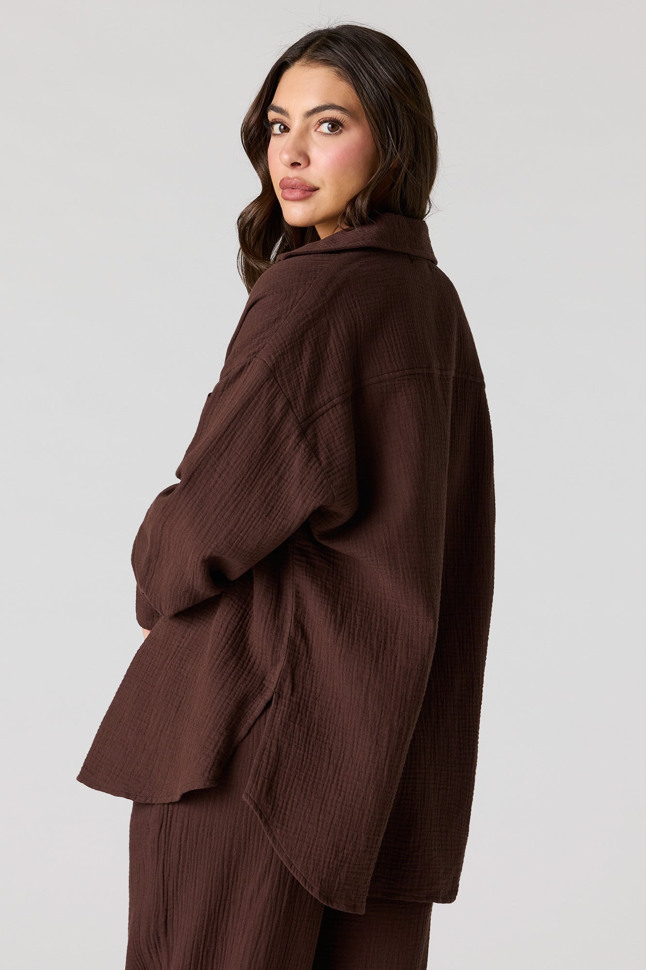 Gauze Button-Up Oversized Top