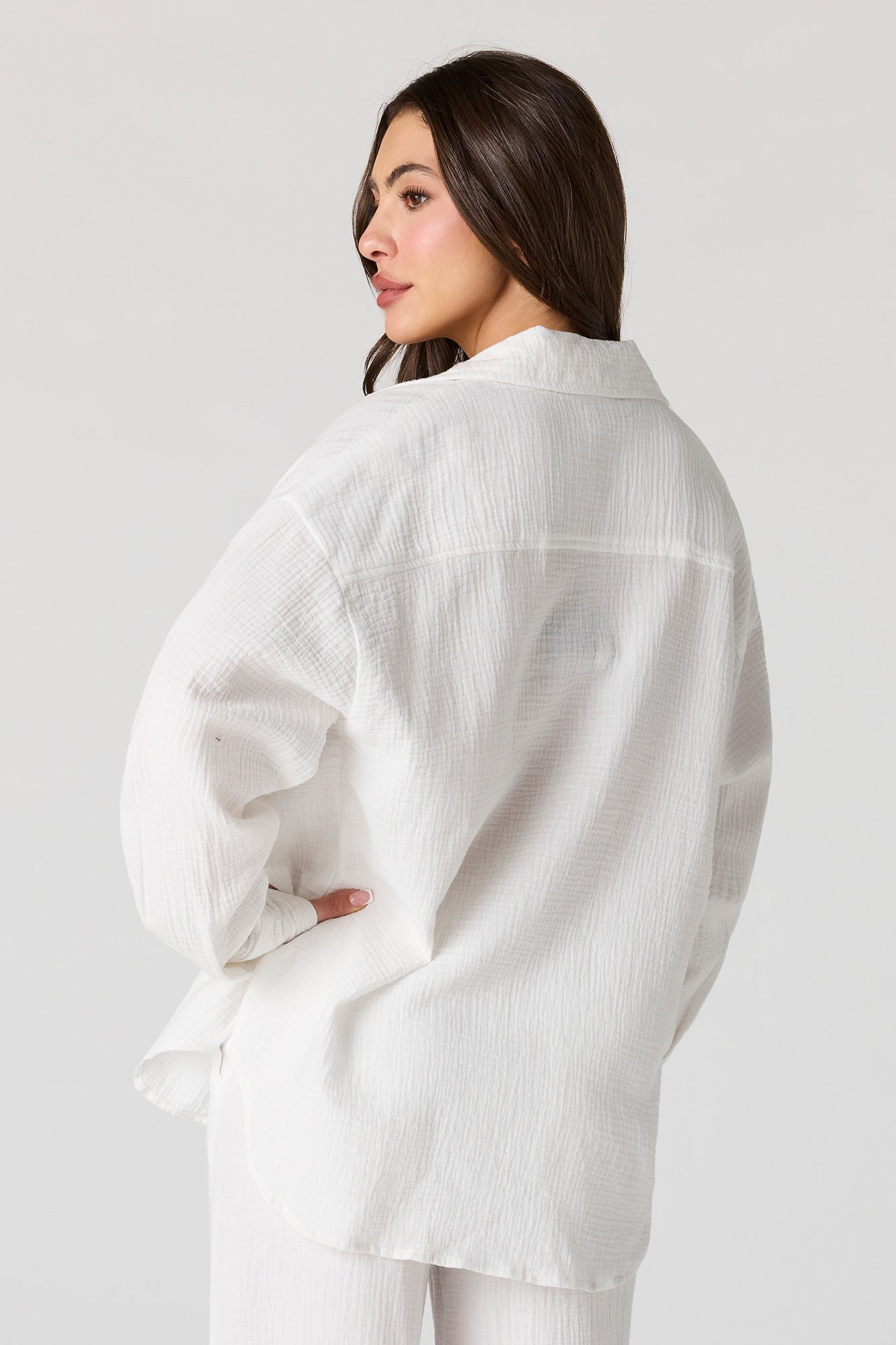 Gauze Button-Up Oversized Top
