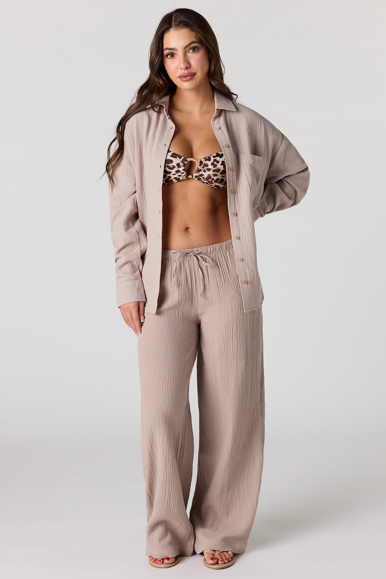 Gauze Button-Up Oversized Top