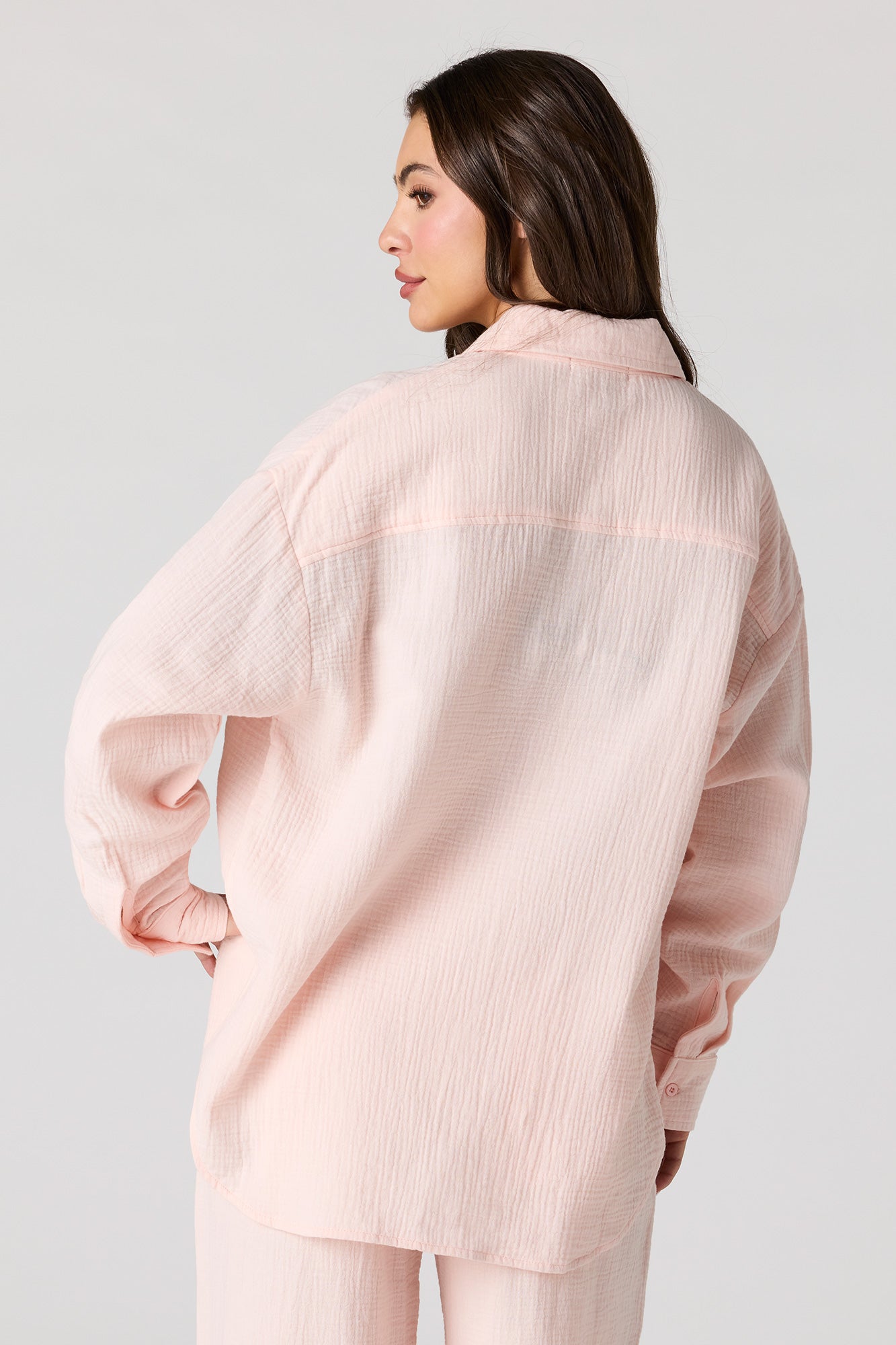 Gauze Button-Up Oversized Top
