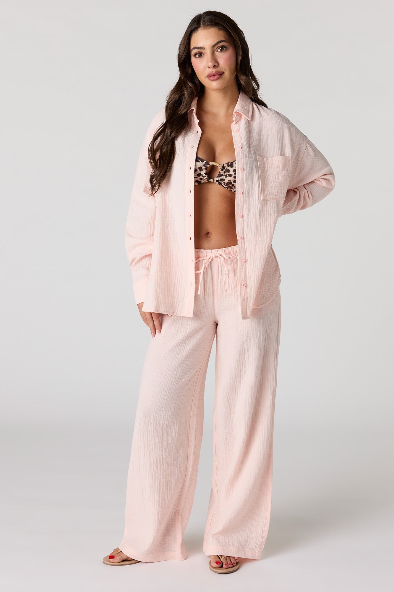 Gauze Button-Up Oversized Top