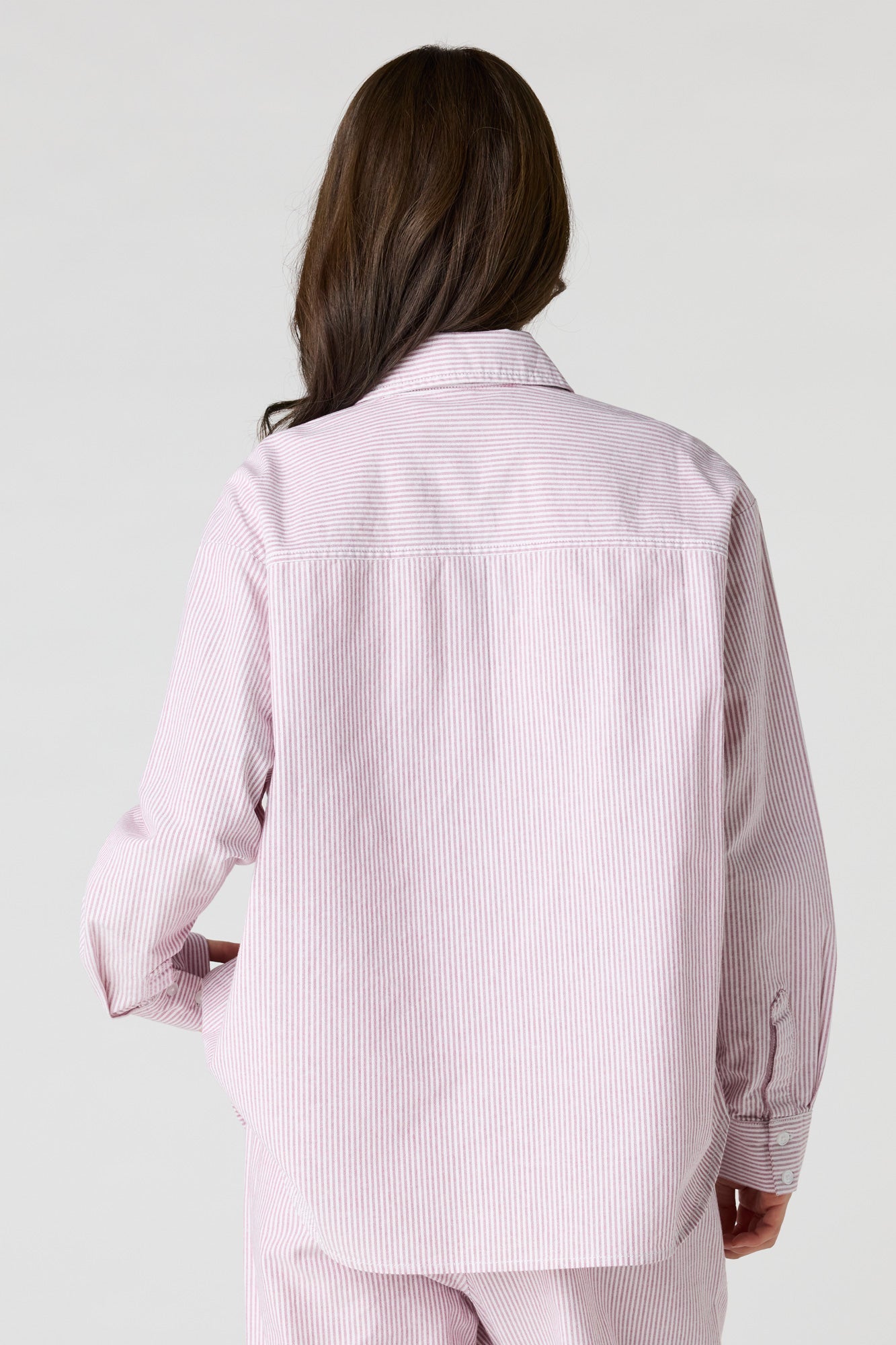 Oversized Pinstriped Button-Up Top
