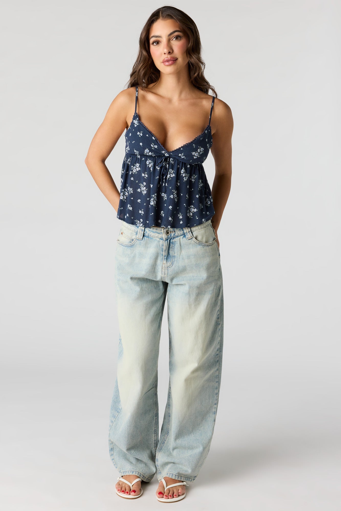 Floral Surplice Babydoll Tank