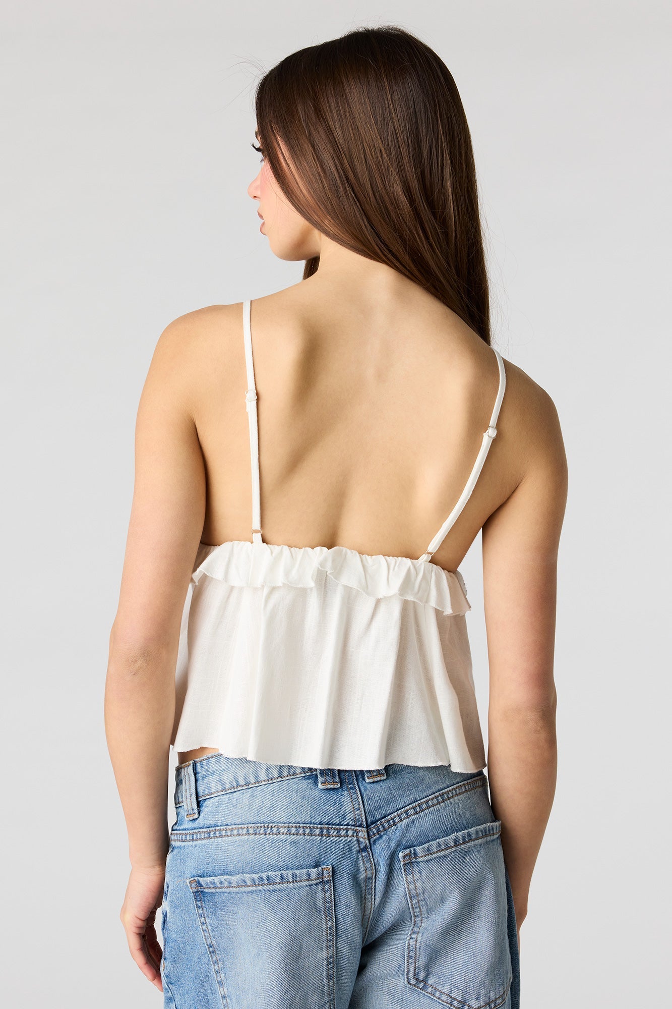 Linen-Blend Babydoll Tank