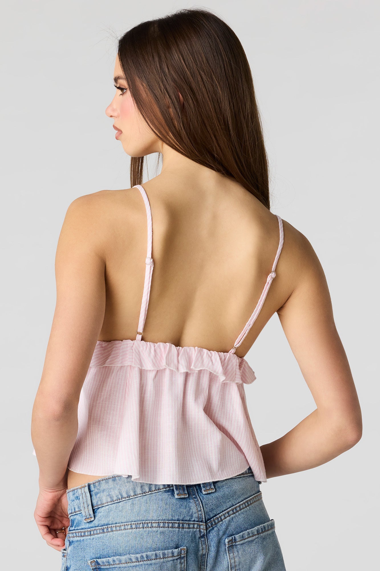 Linen-Blend Babydoll Tank