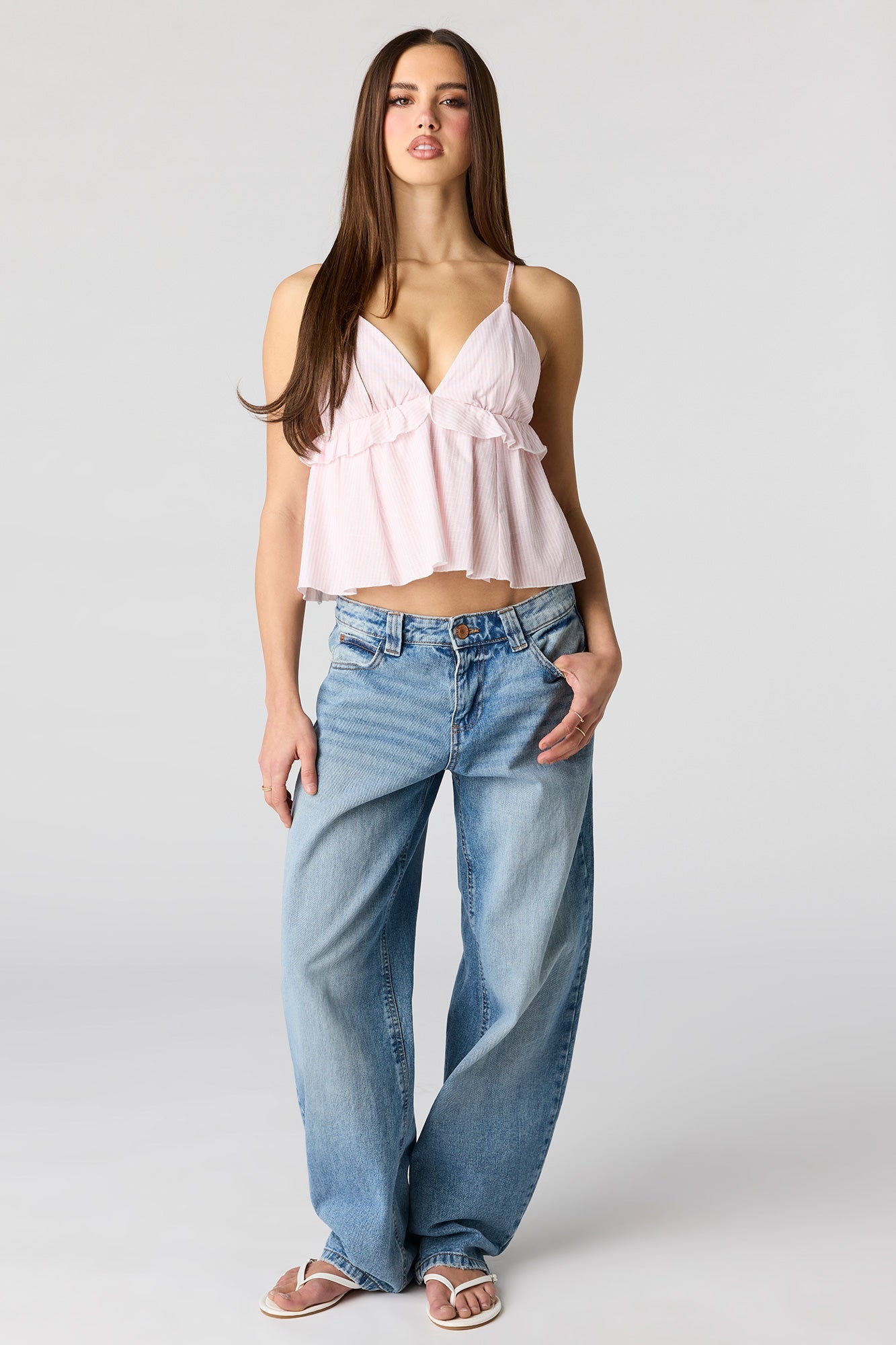 Linen-Blend Babydoll Tank