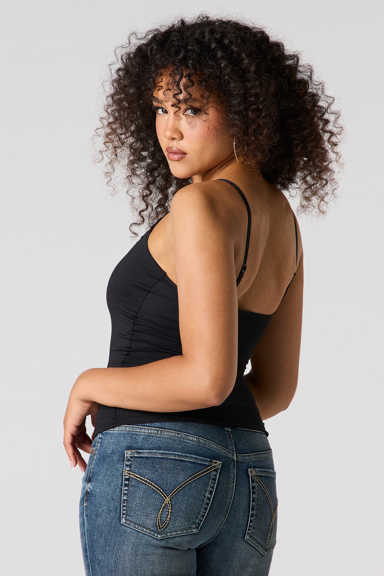 Braless Contour Lace Trim Scoop Neck Tank