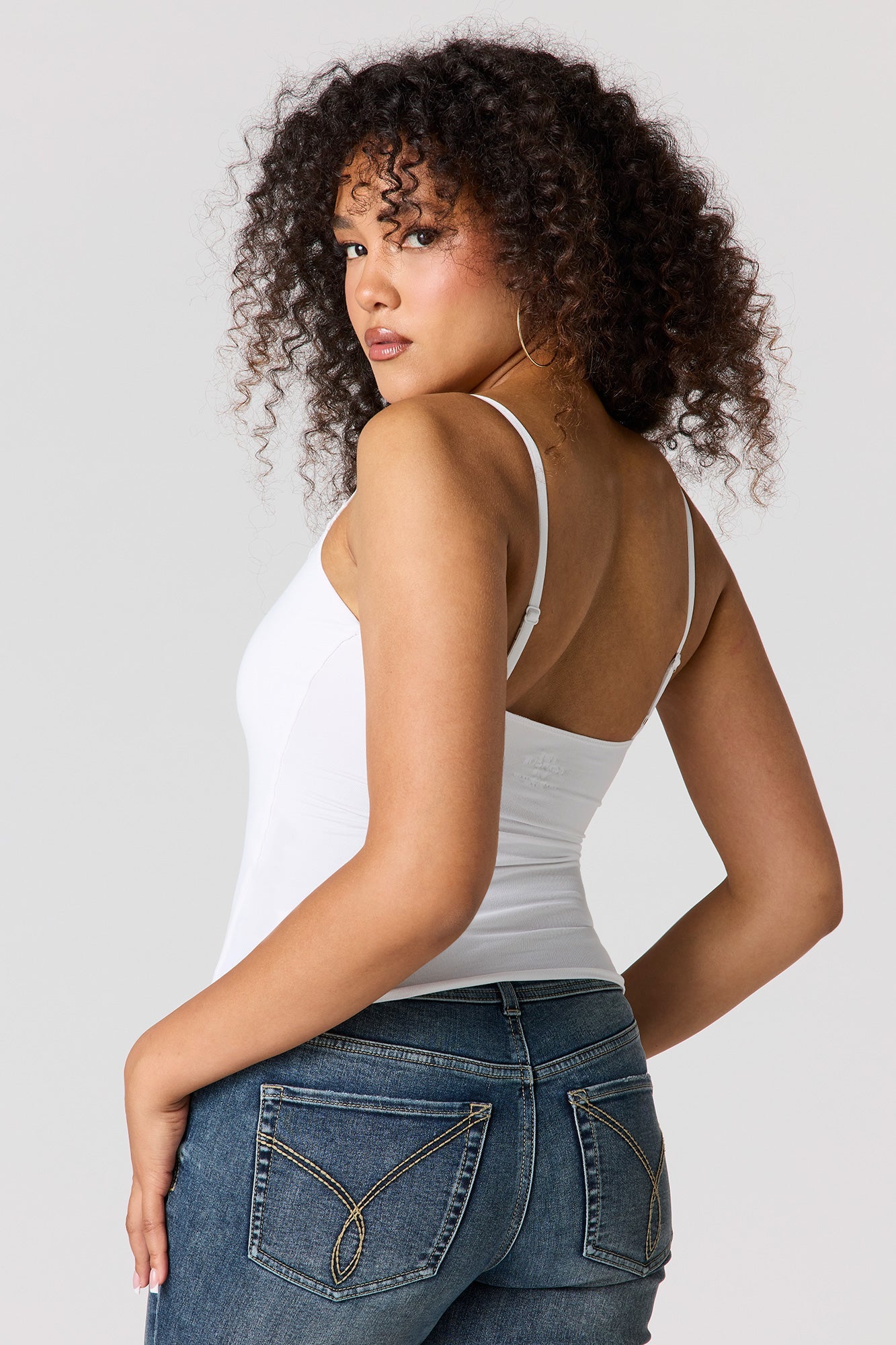 Braless Contour Lace Trim Scoop Neck Tank