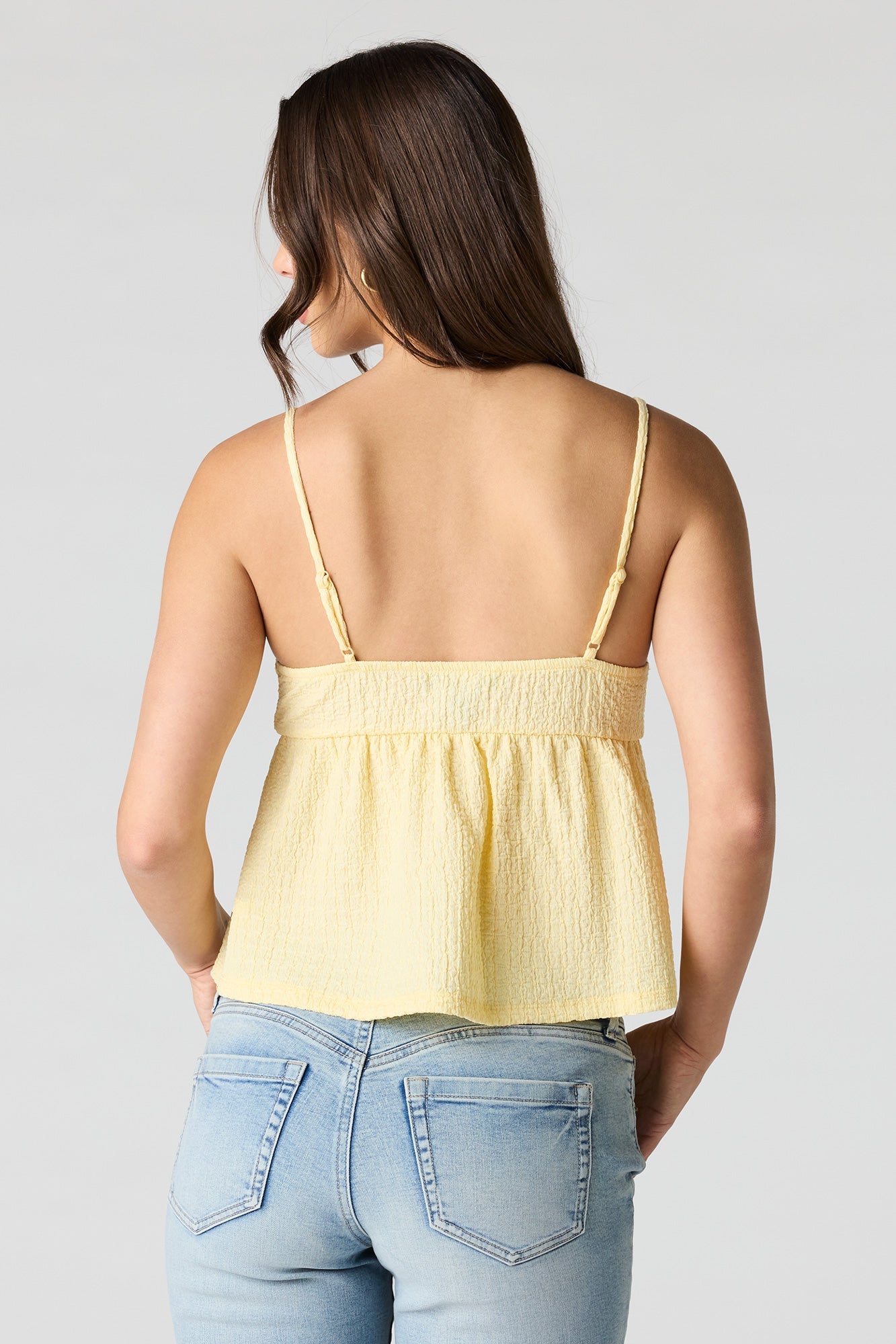 Textured V-Neck Babydoll Tank