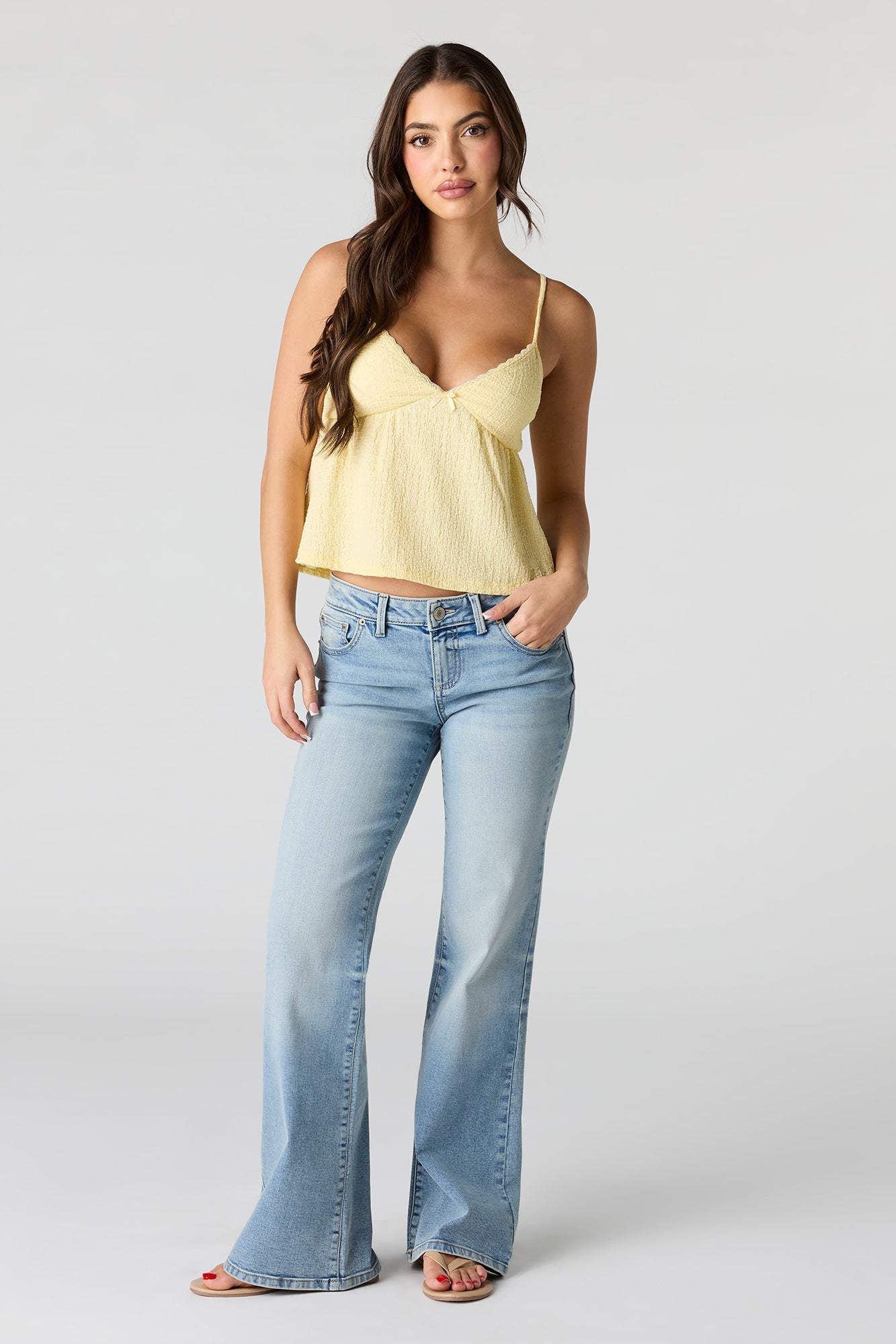 Textured V-Neck Babydoll Tank