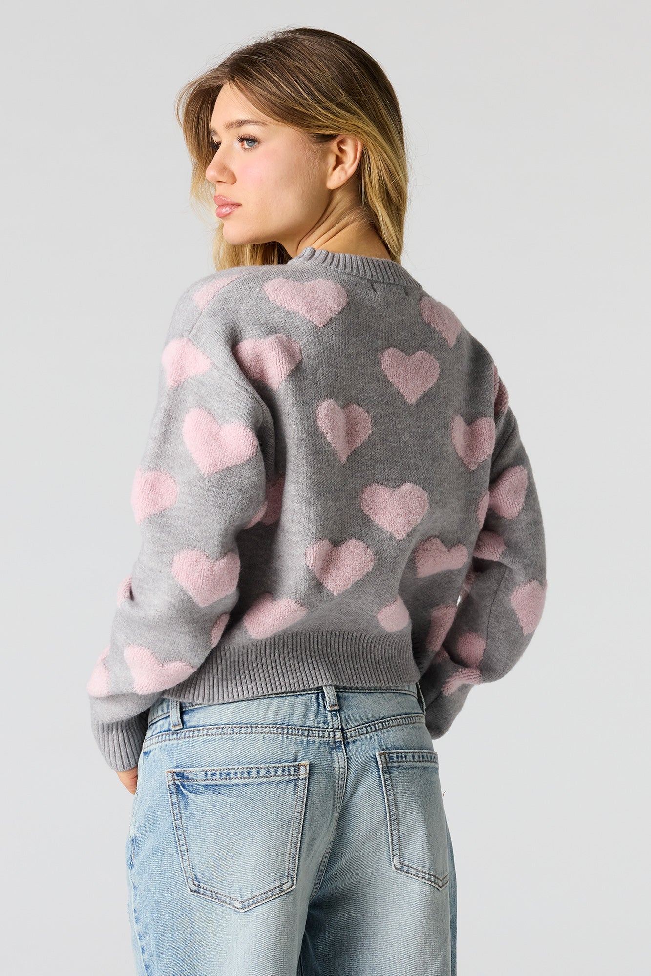 Heart Jacquard Knit Sweater