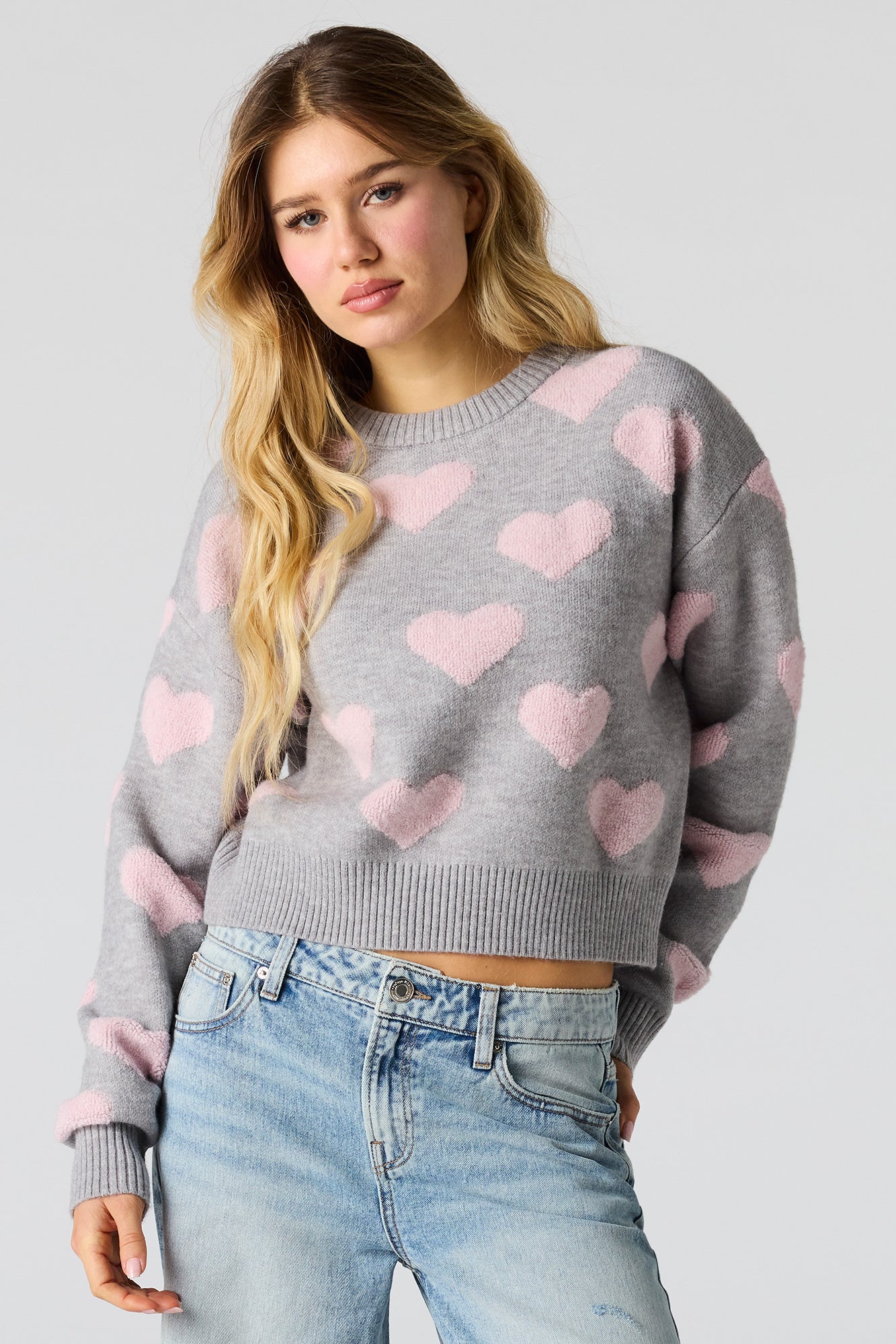 Heart Jacquard Knit Sweater