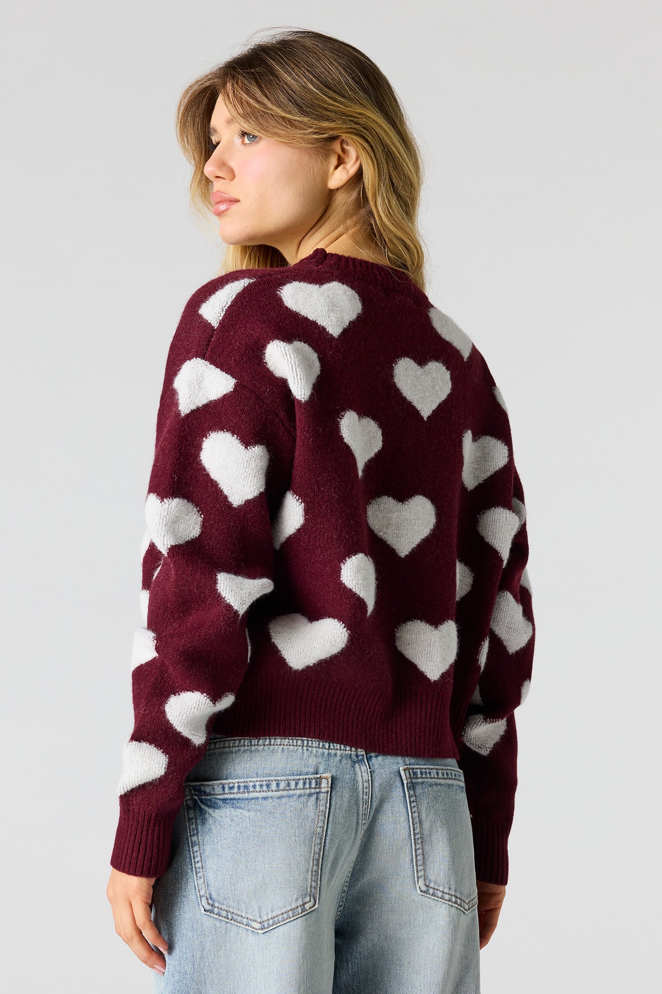 Heart Jacquard Knit Sweater