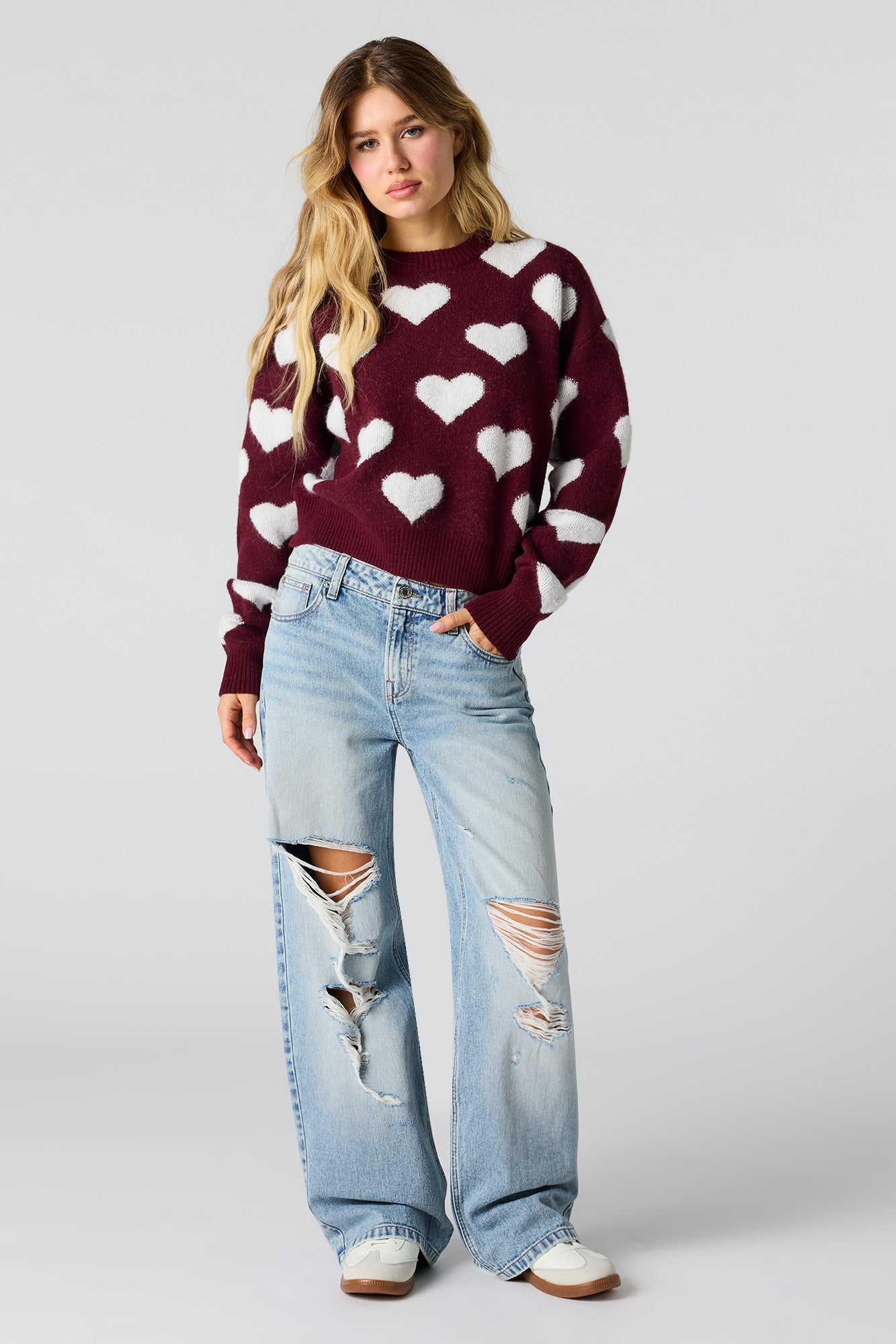 Heart Jacquard Knit Sweater