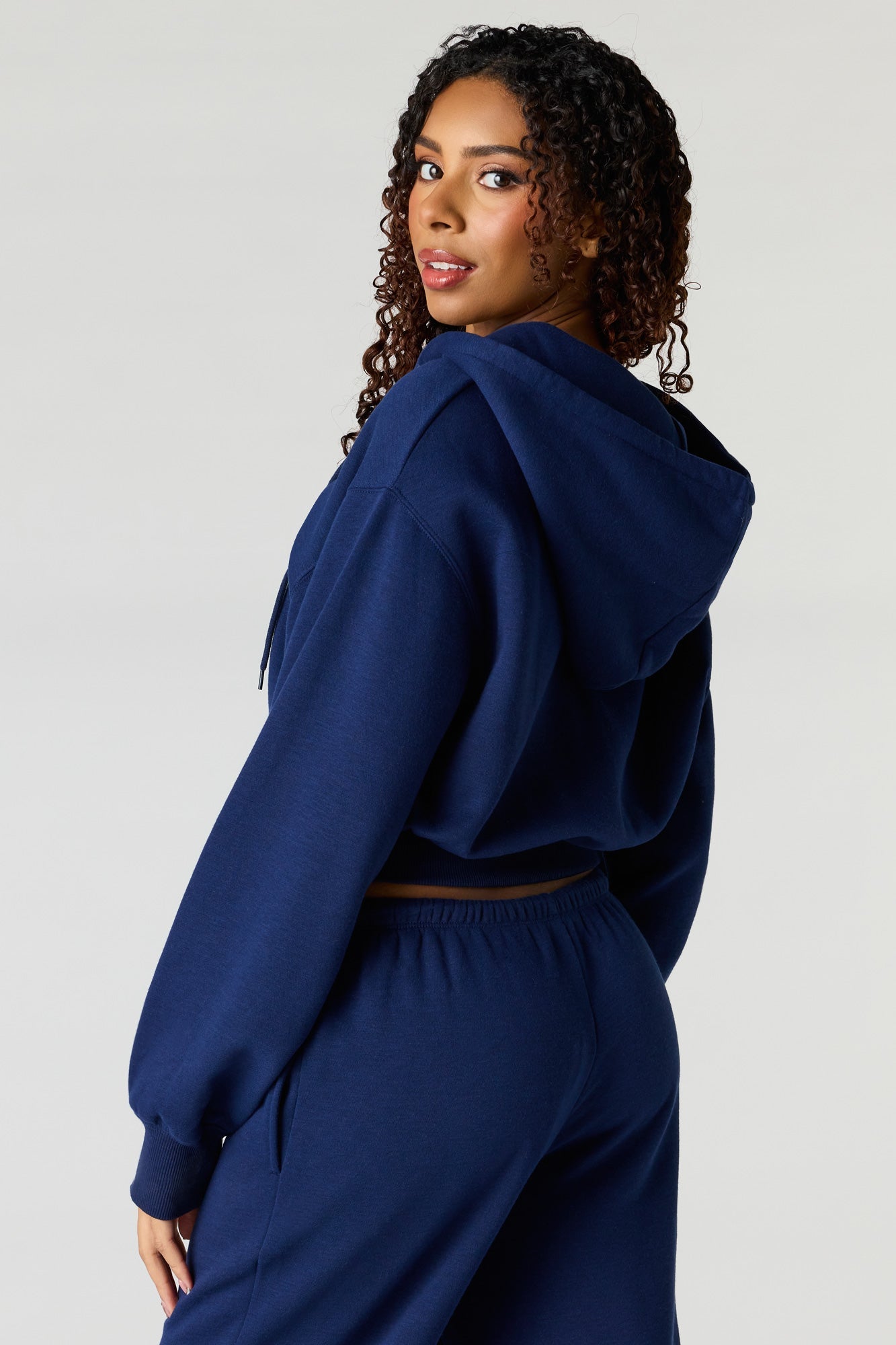 Oversized Cropped Zip-Up Hoodie