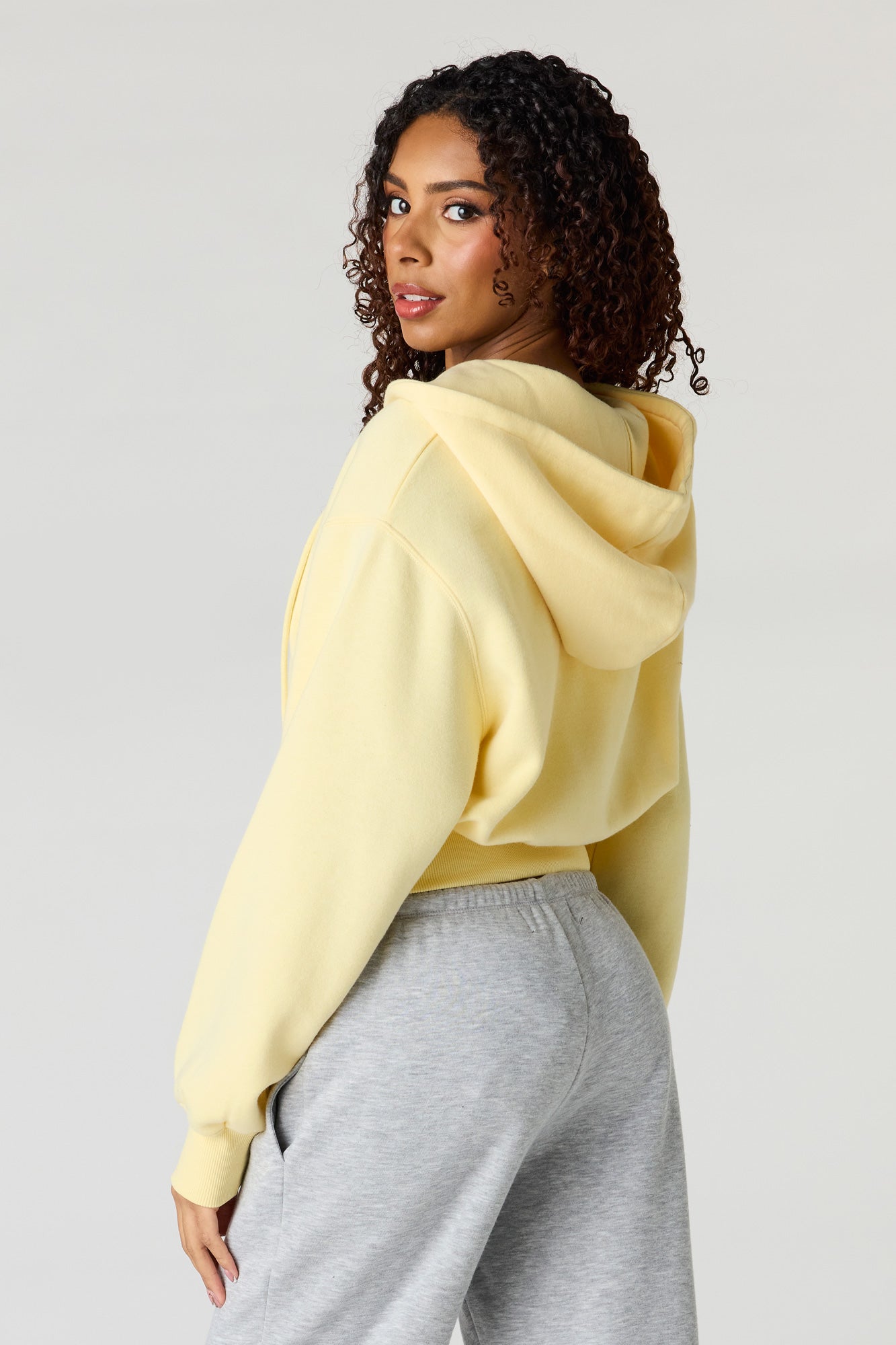 Oversized Cropped Zip-Up Hoodie