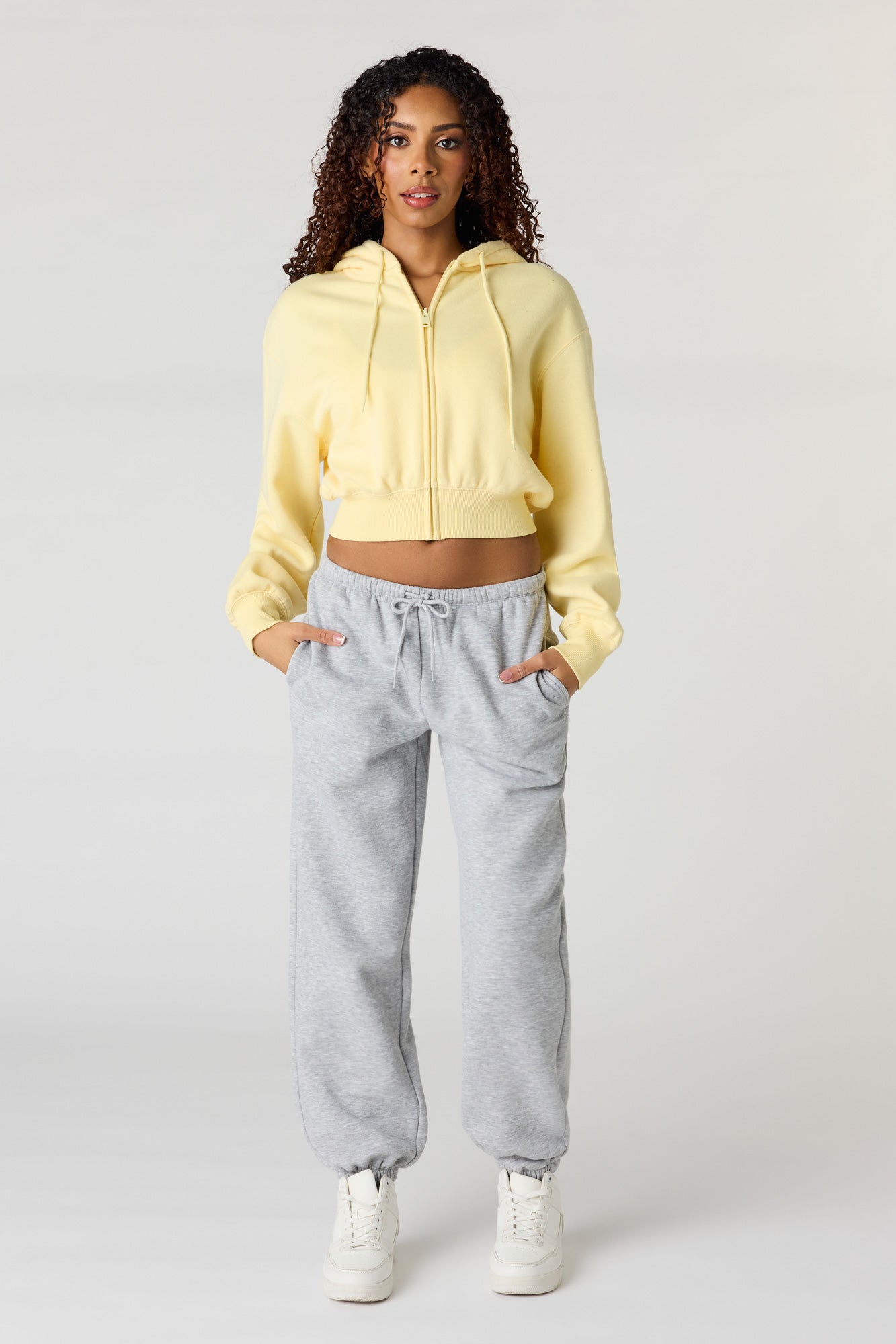 Oversized Cropped Zip-Up Hoodie