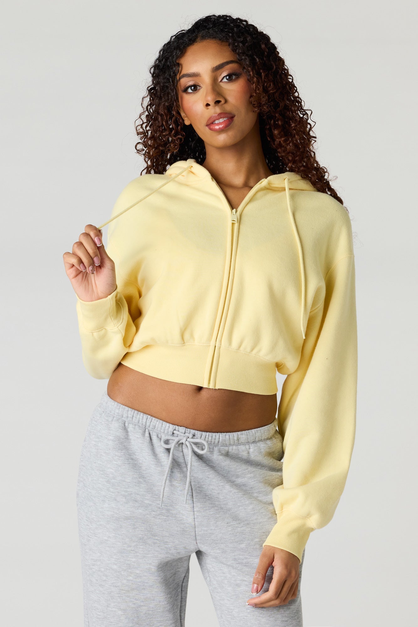 Oversized Cropped Zip-Up Hoodie