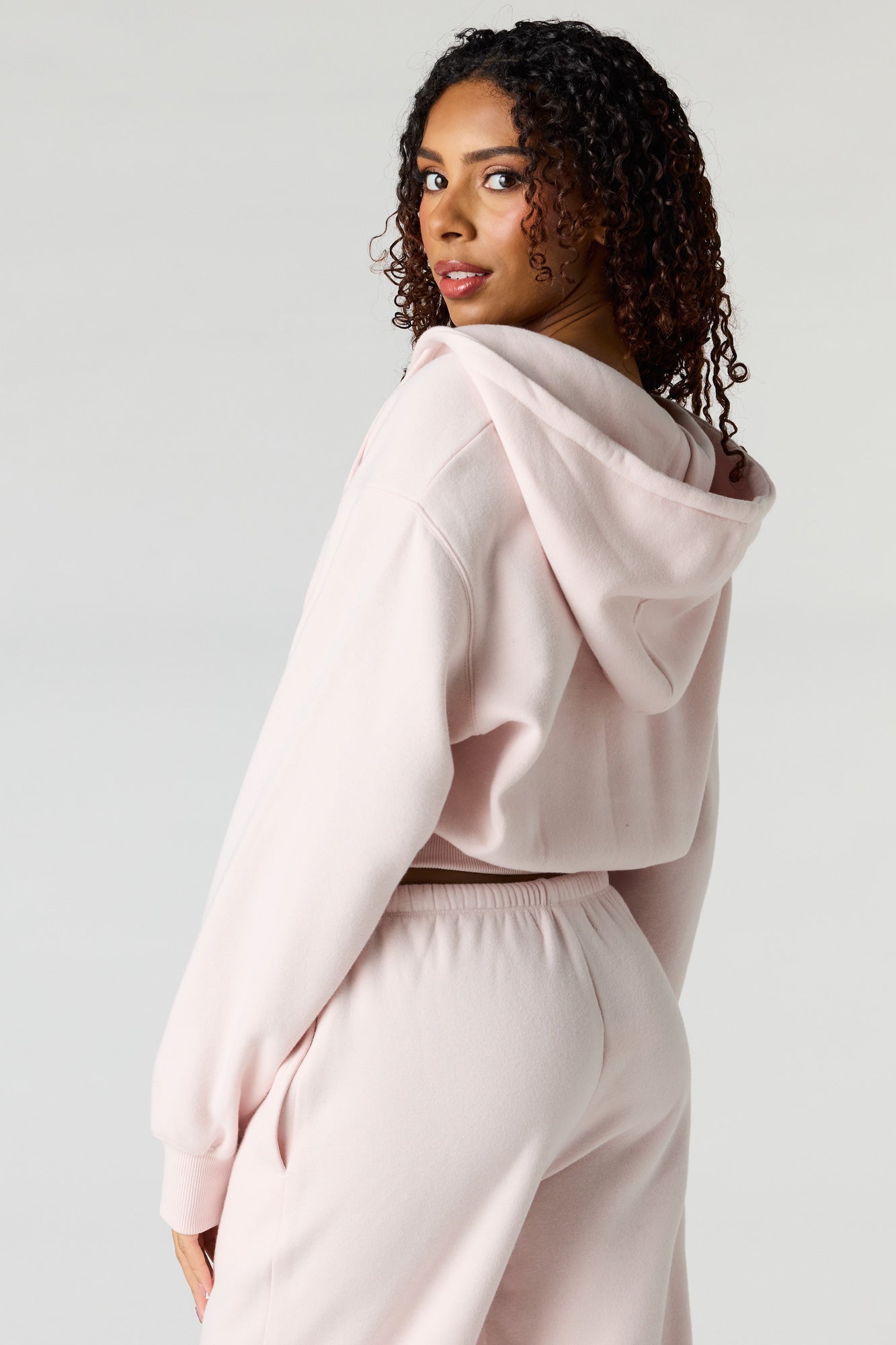 Oversized Cropped Zip-Up Hoodie