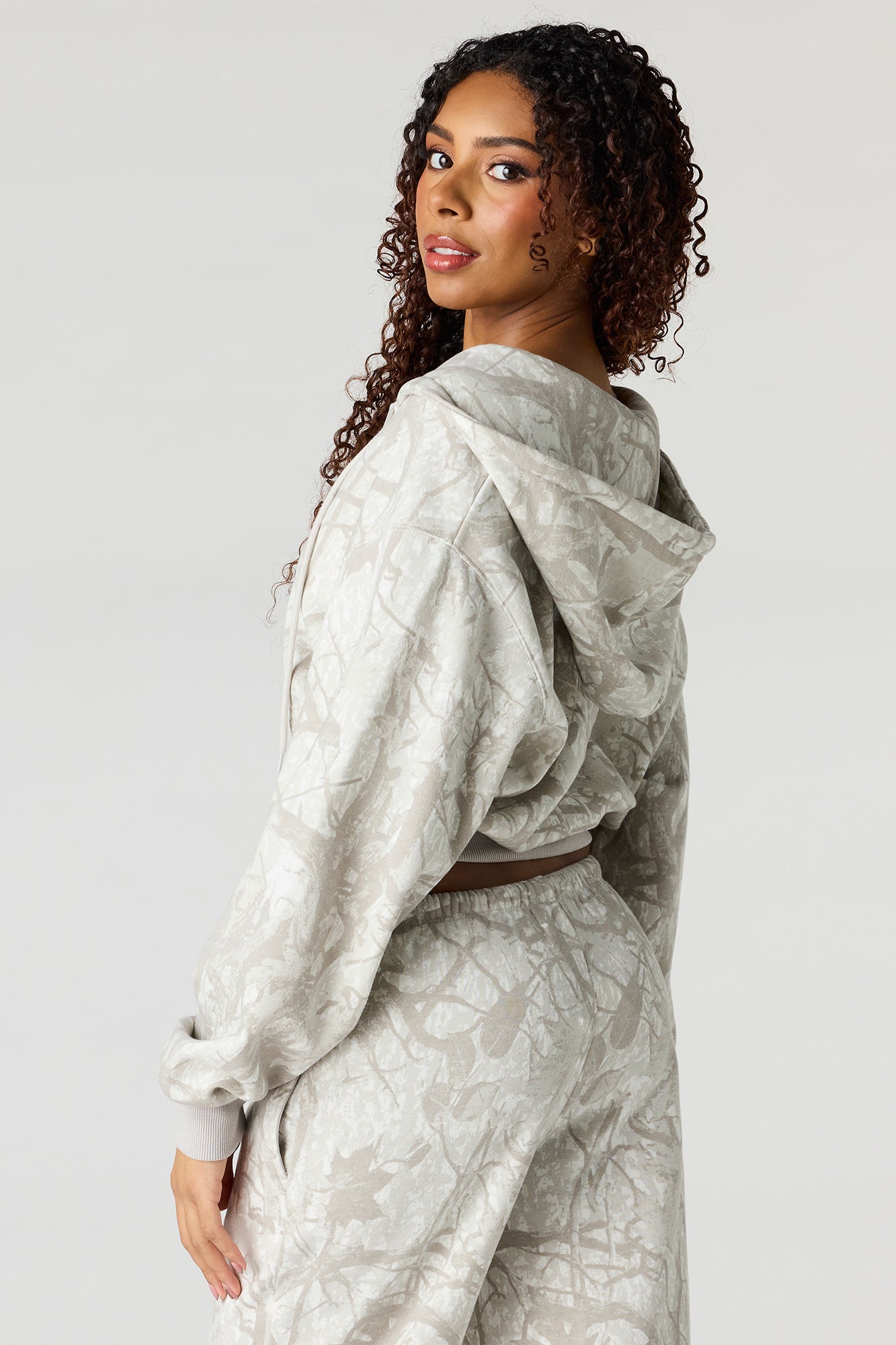 Oversized Cropped Zip-Up Hoodie