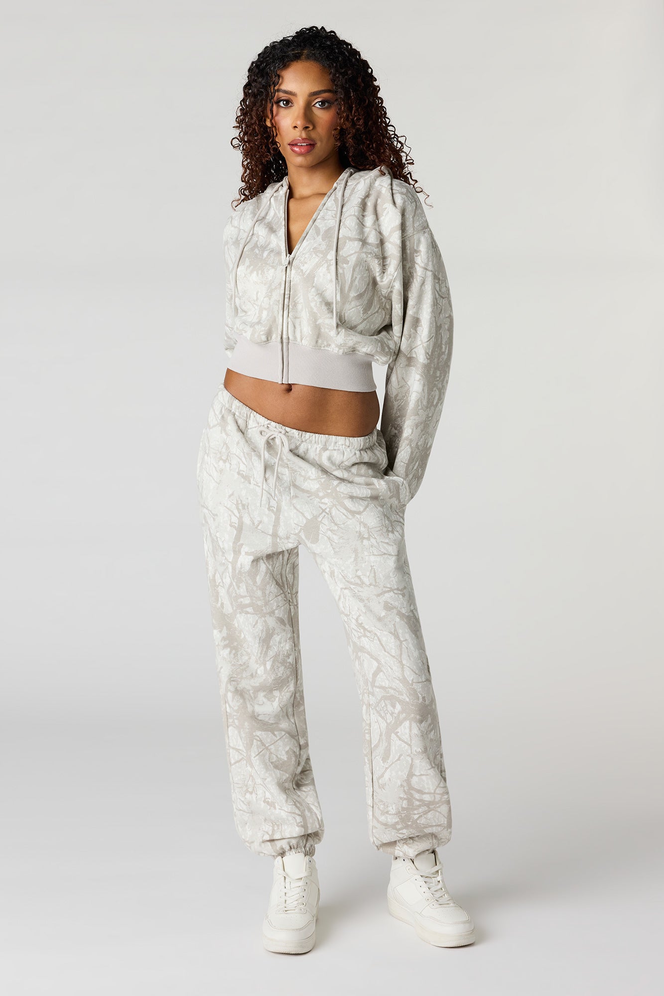 Oversized Cropped Zip-Up Hoodie