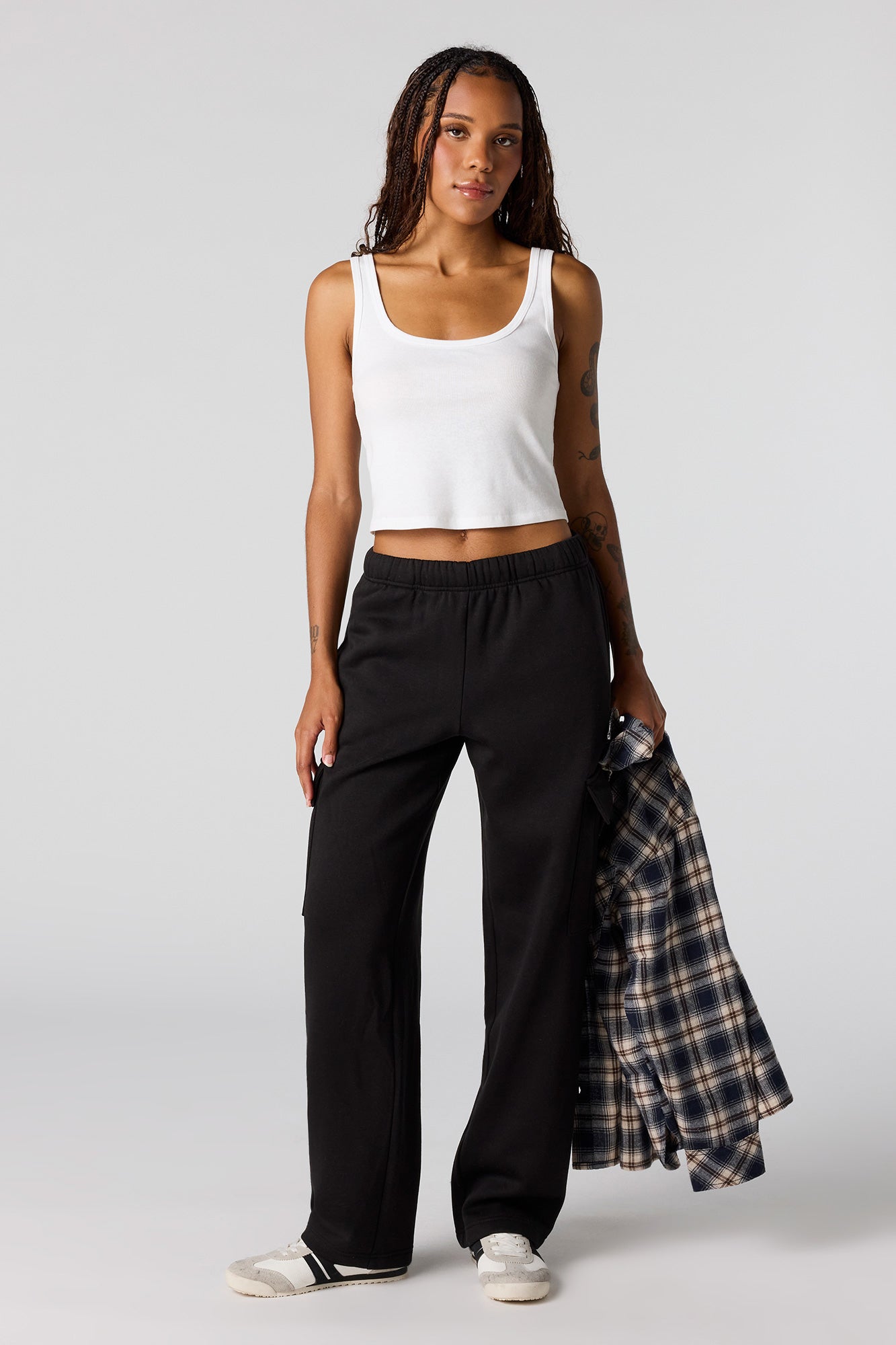 Wide Leg Cargo Fleece Sweatpant