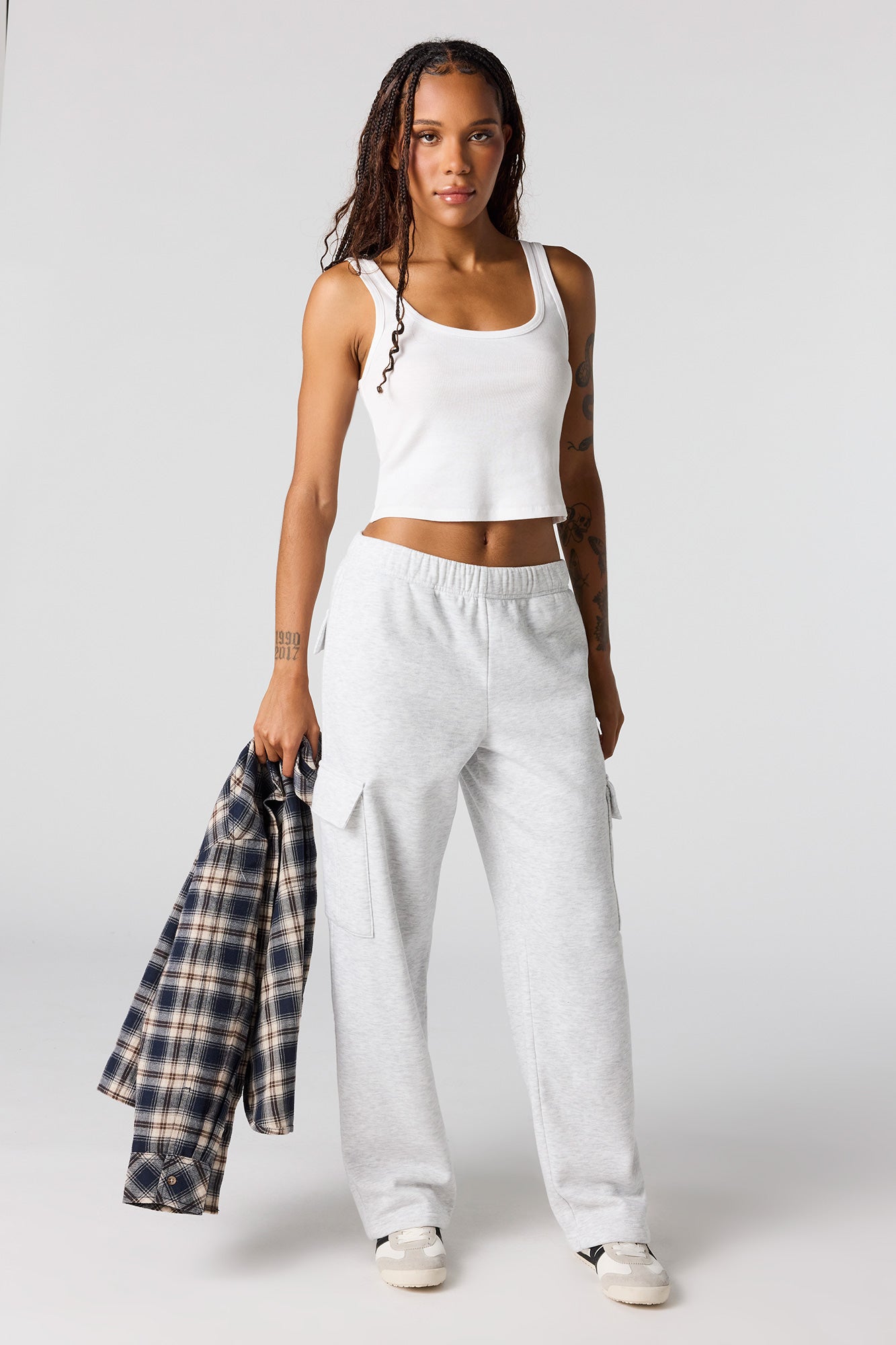 Wide Leg Cargo Fleece Sweatpant