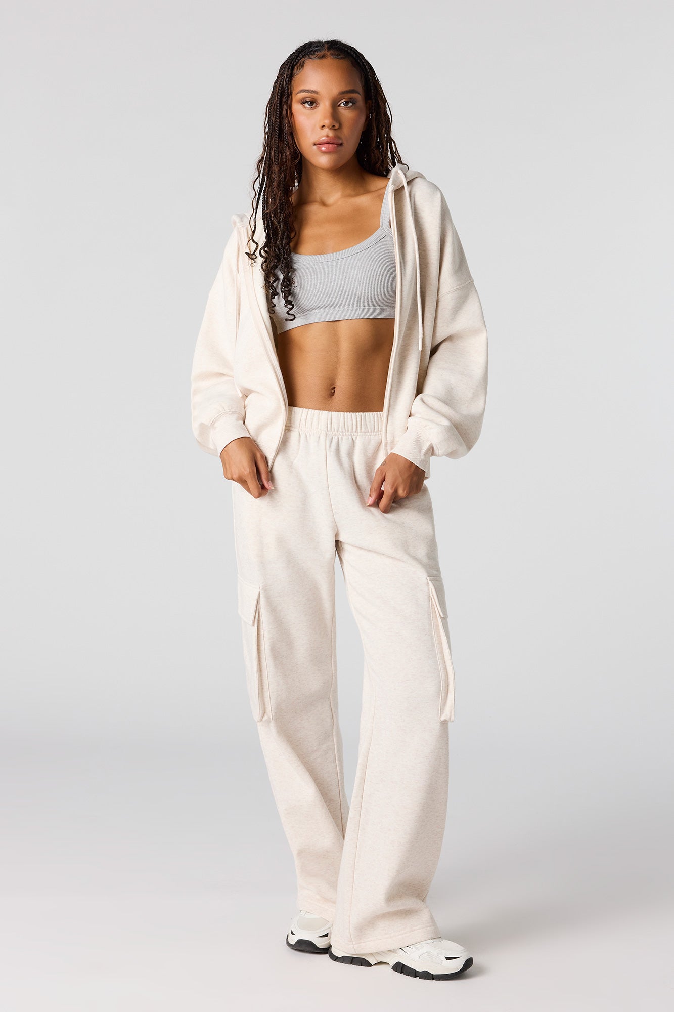 Wide Leg Cargo Fleece Sweatpant