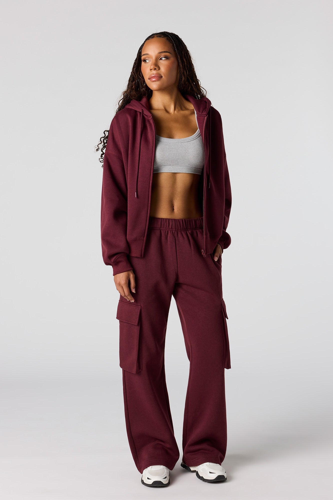 Wide Leg Cargo Fleece Sweatpant