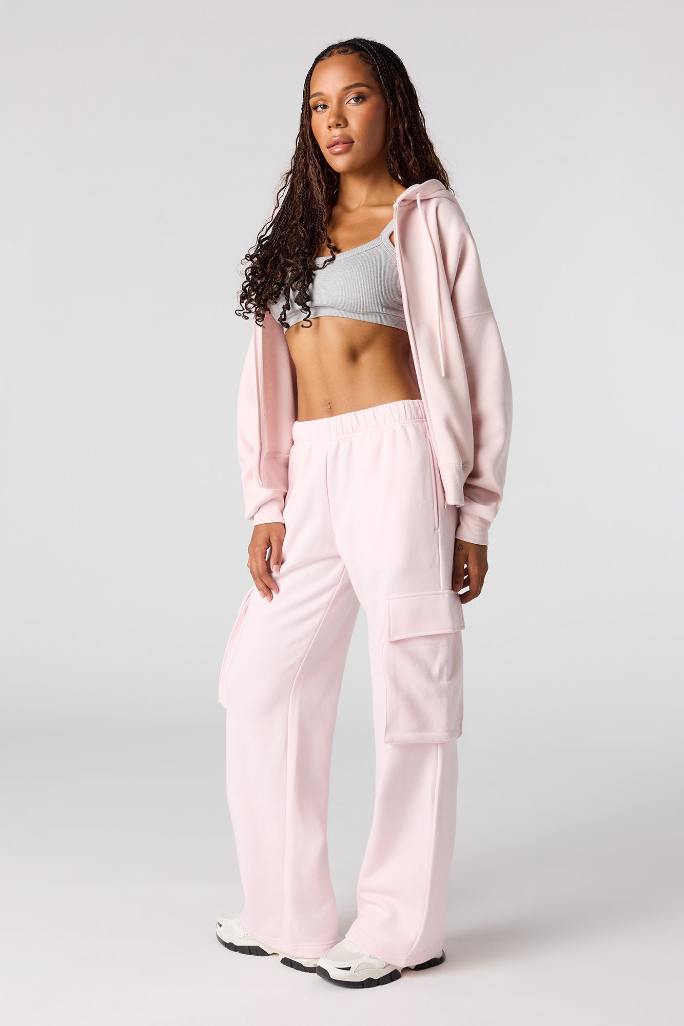 Wide Leg Cargo Fleece Sweatpant
