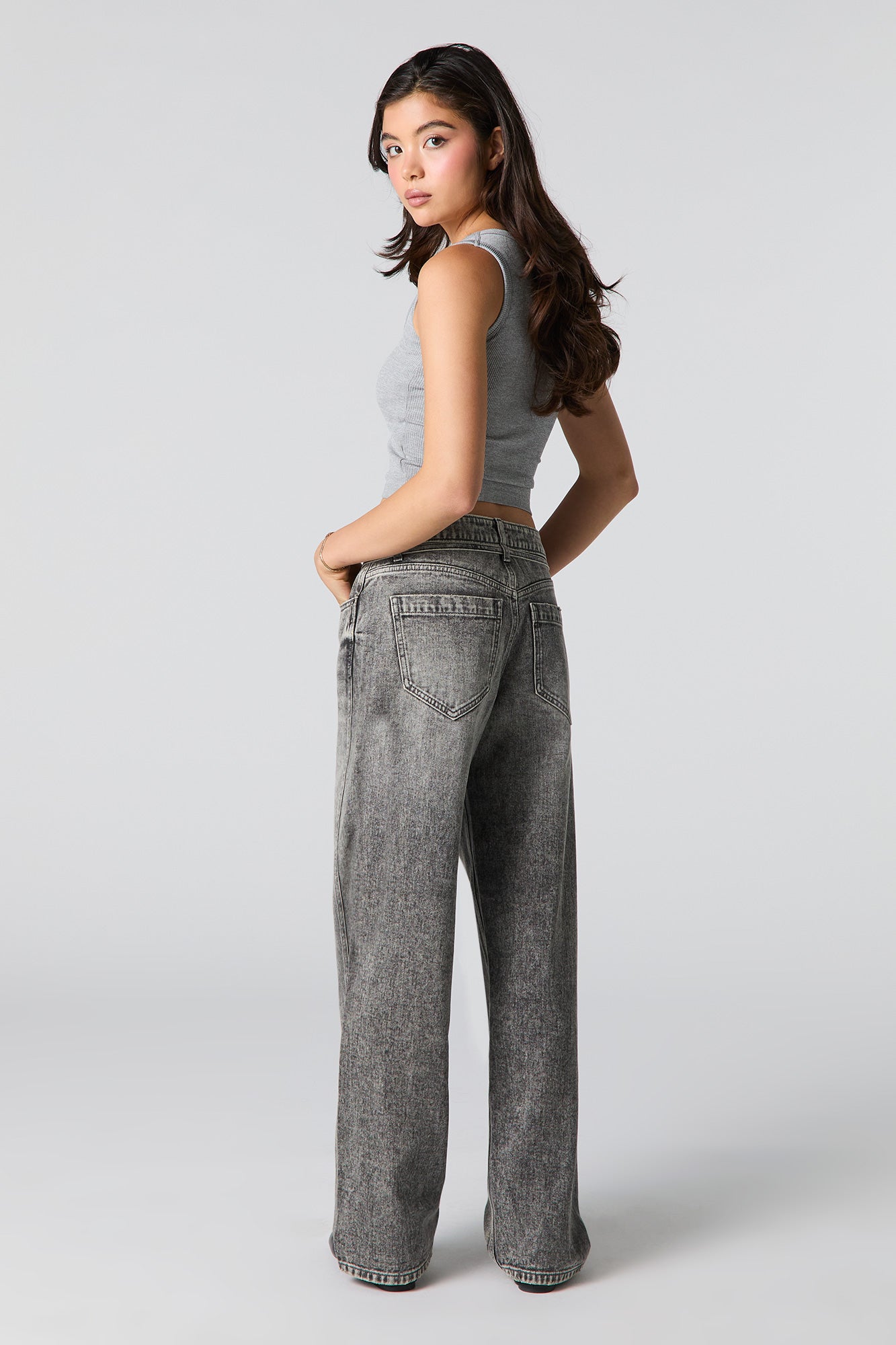 Low Rise Tie Waist Baggy Jean