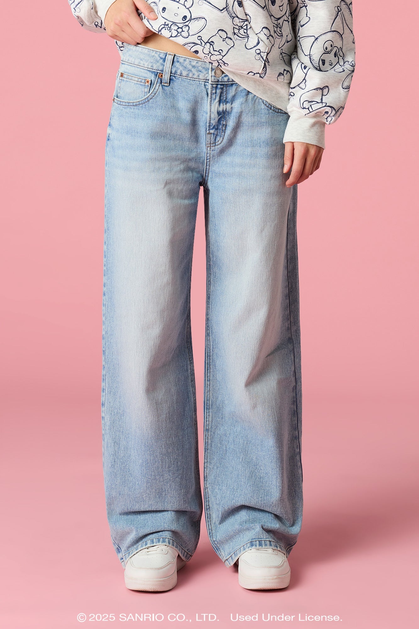 Hello Kitty® Embroidered Low Rise Baggy Jean