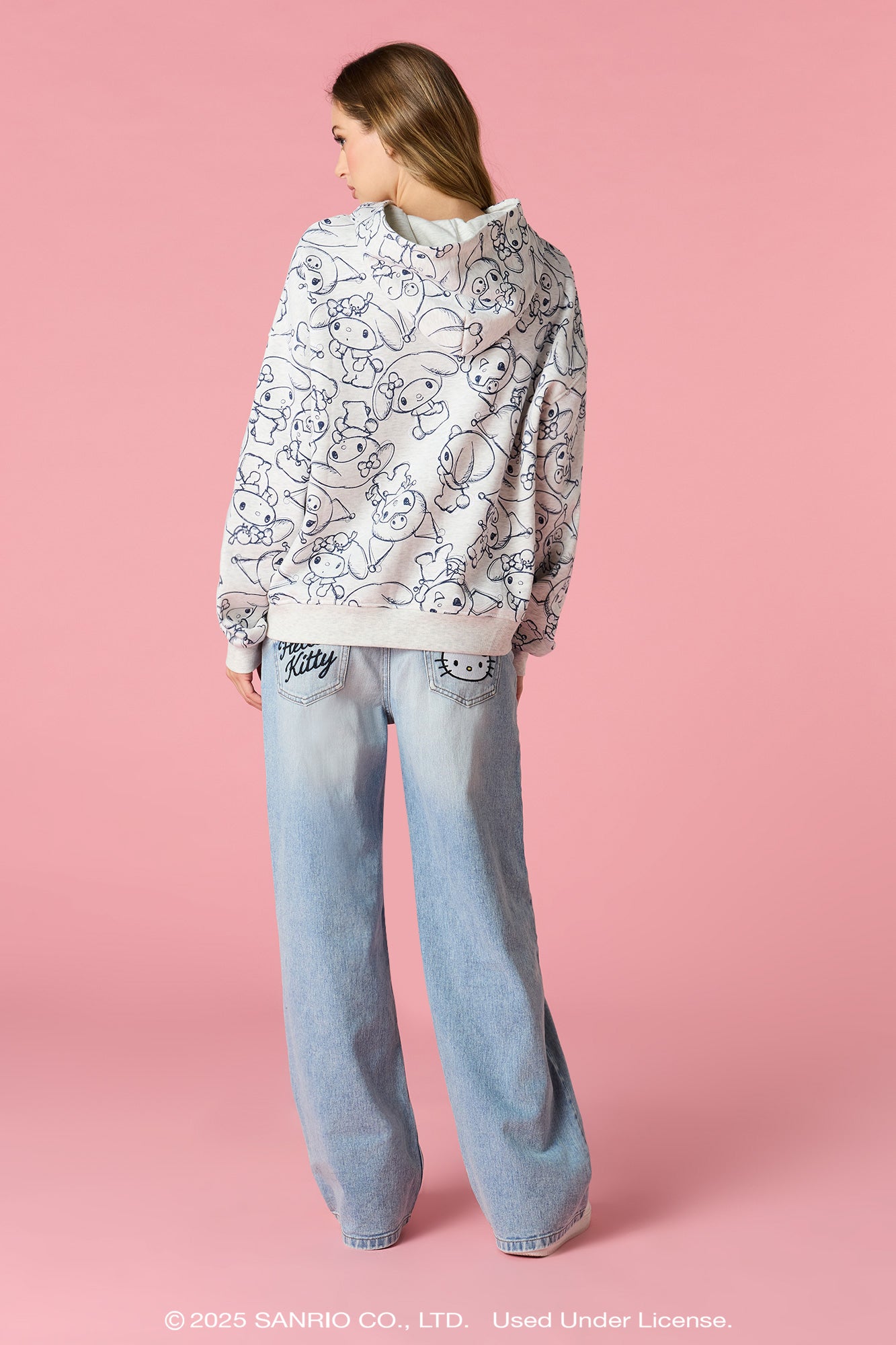 Hello Kitty® Embroidered Low Rise Baggy Jean