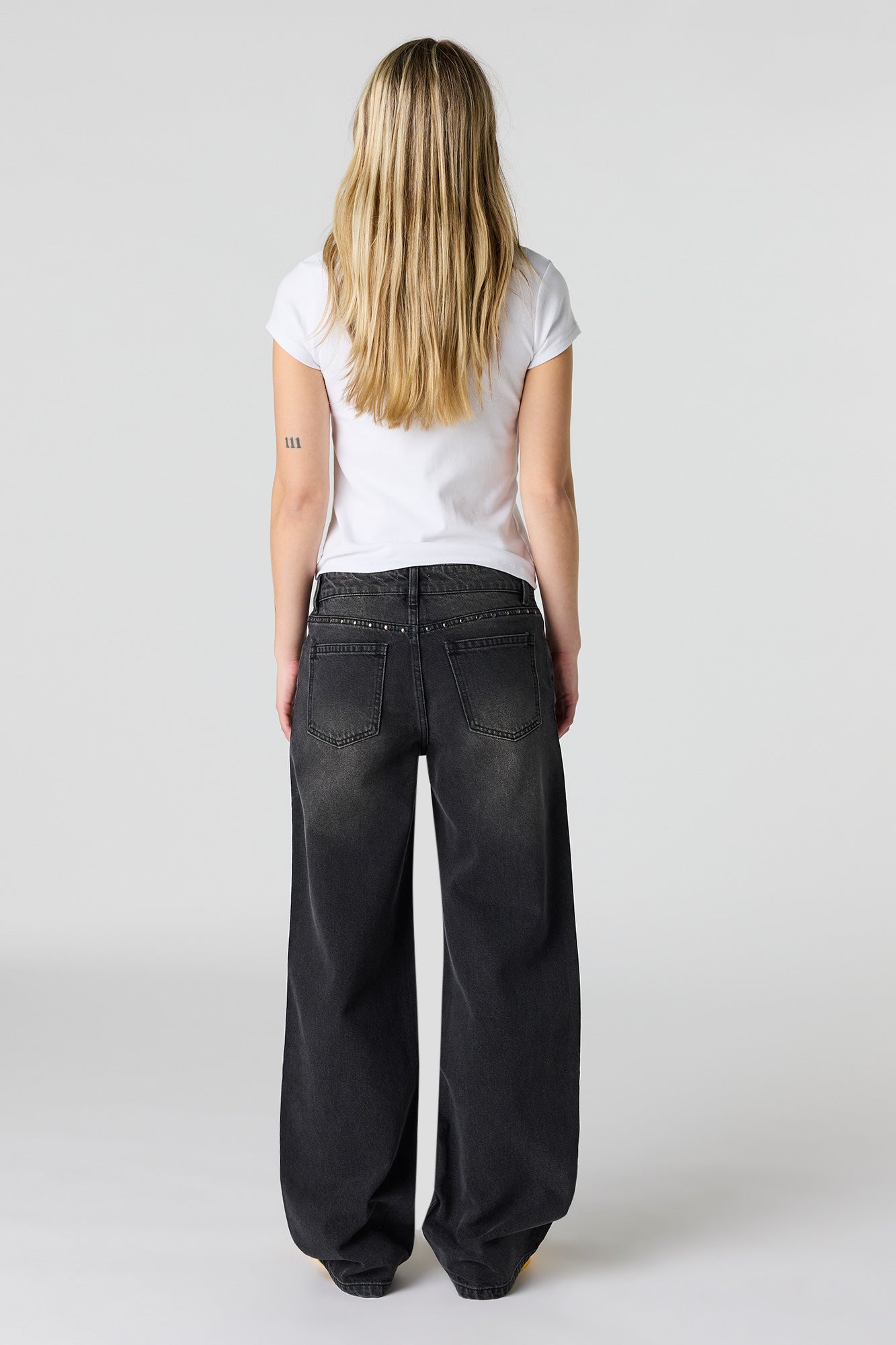 Low Rise Baggy Jean with Studded Trim