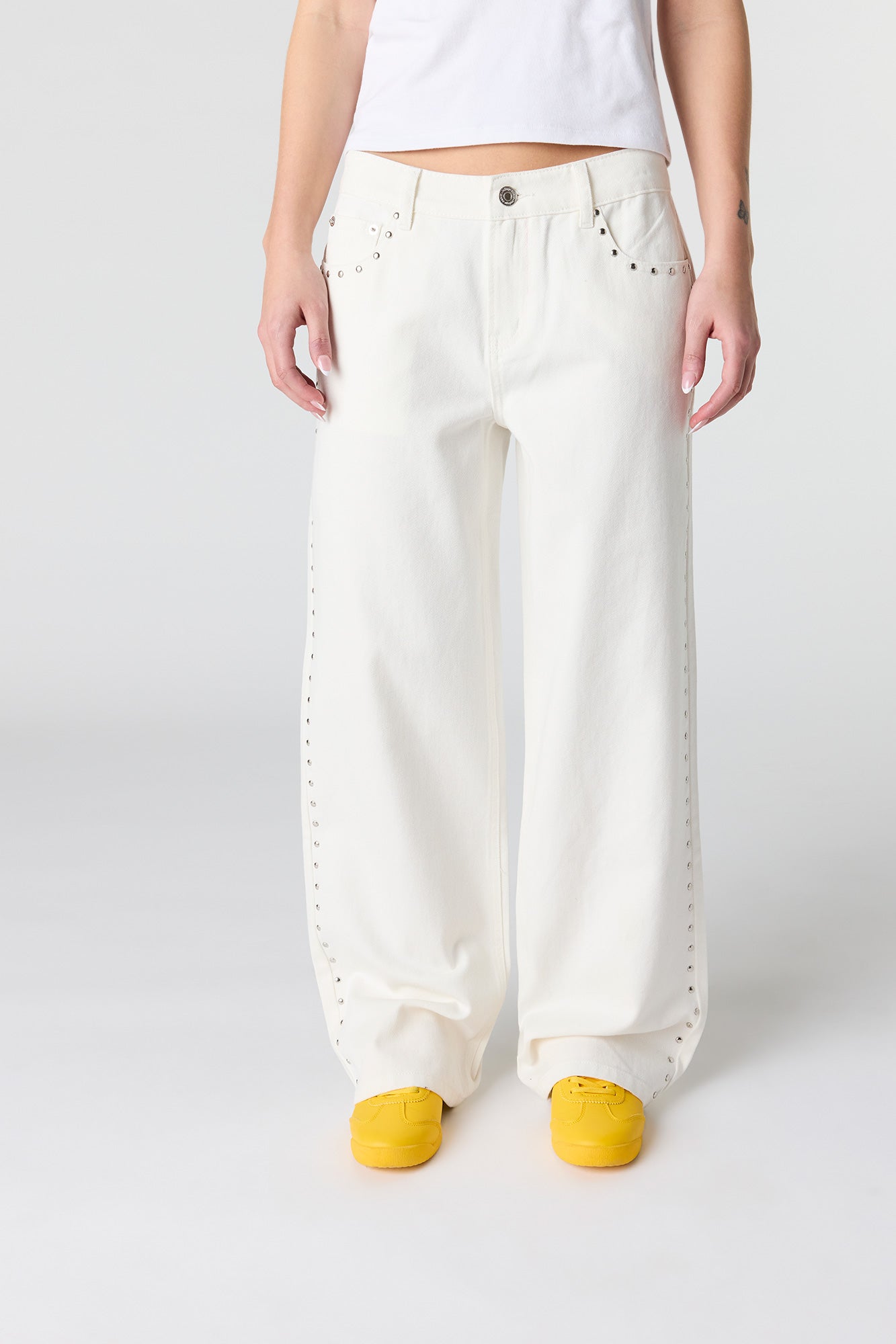Low Rise Baggy Jean with Studded Trim