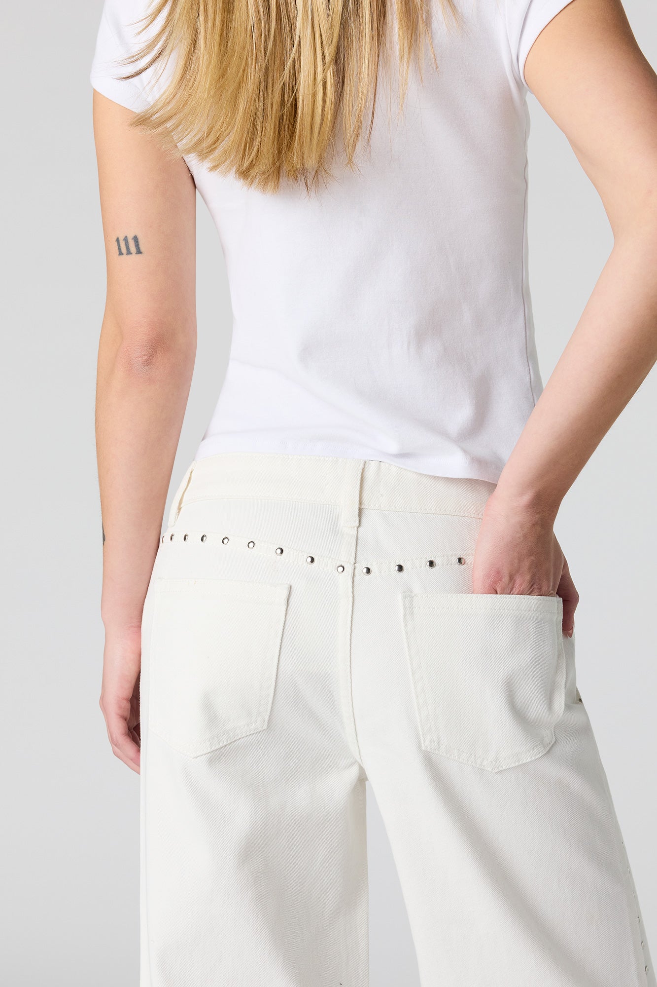 Low Rise Baggy Jean with Studded Trim