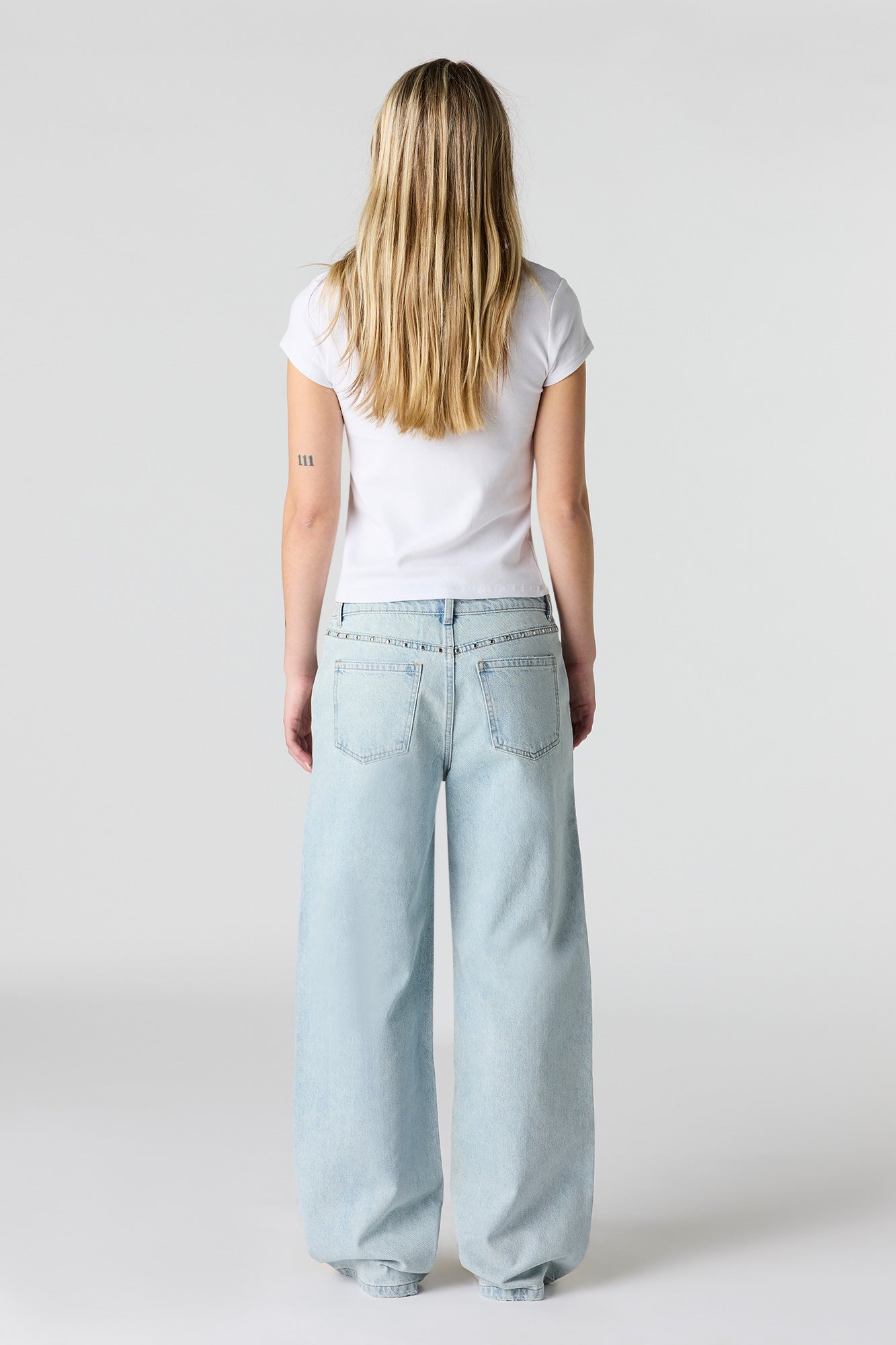 Low Rise Baggy Jean with Studded Trim