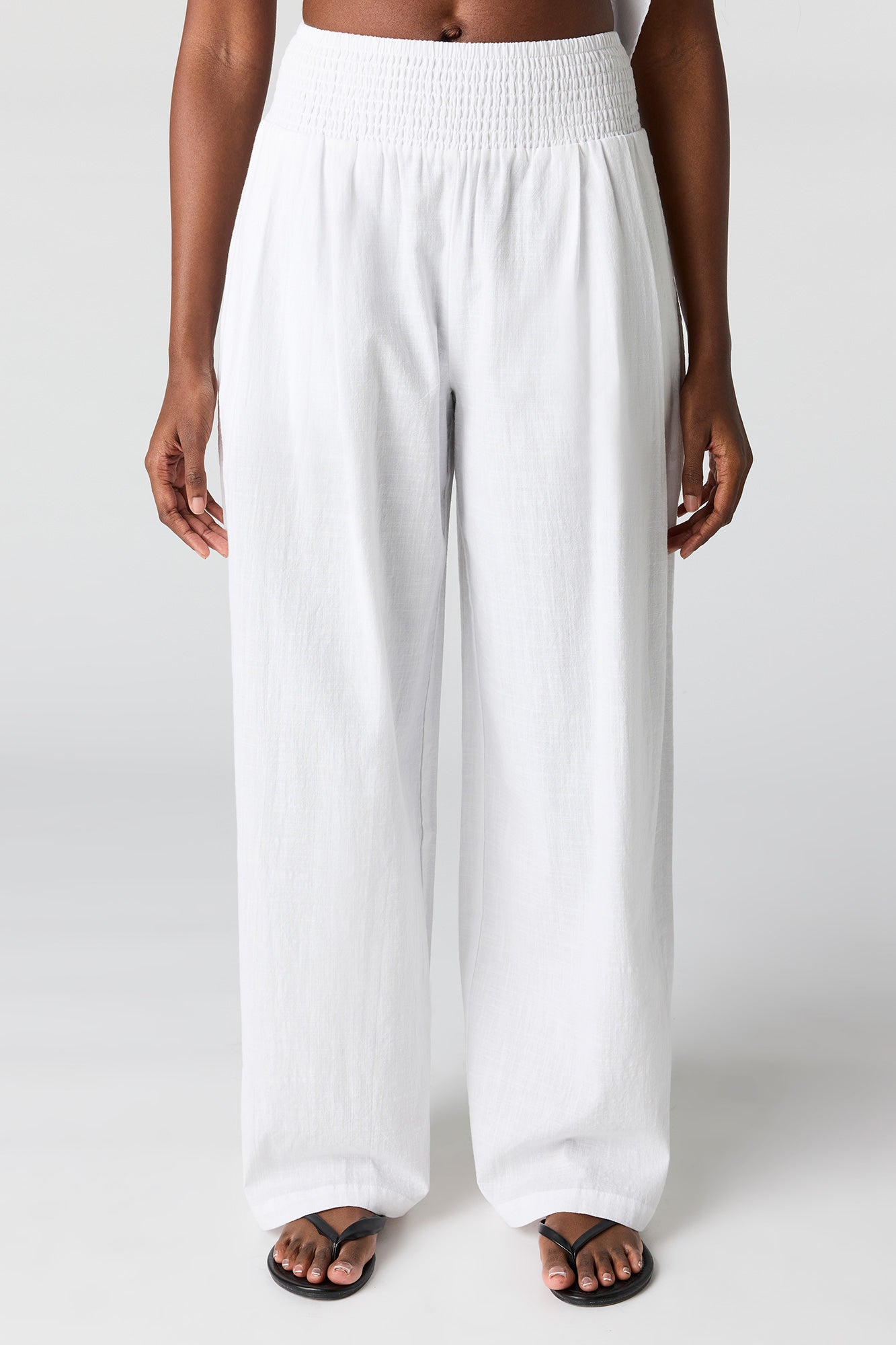 Smocked Waist Wide Leg Pant