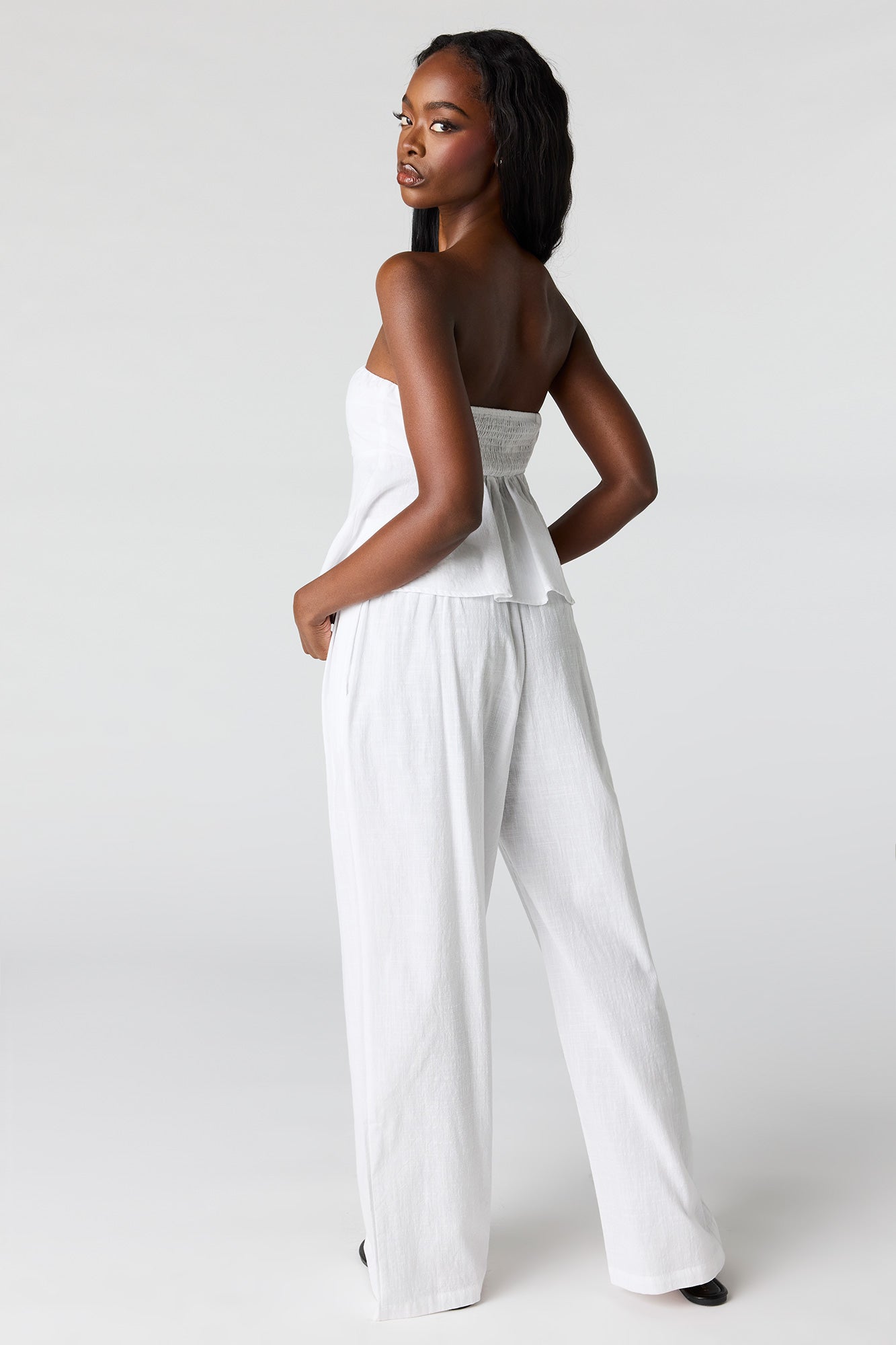 Smocked Waist Wide Leg Pant