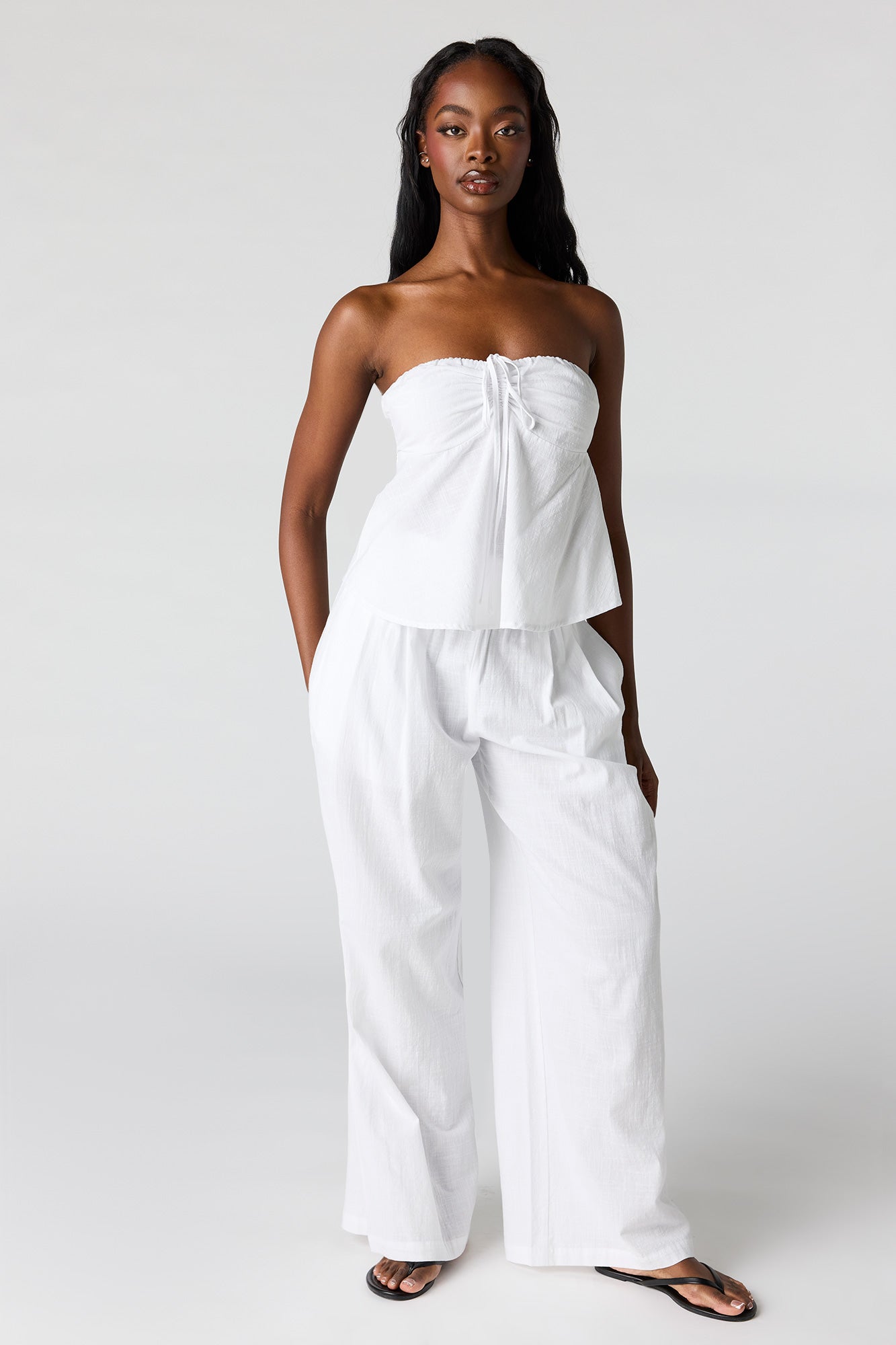 Smocked Waist Wide Leg Pant