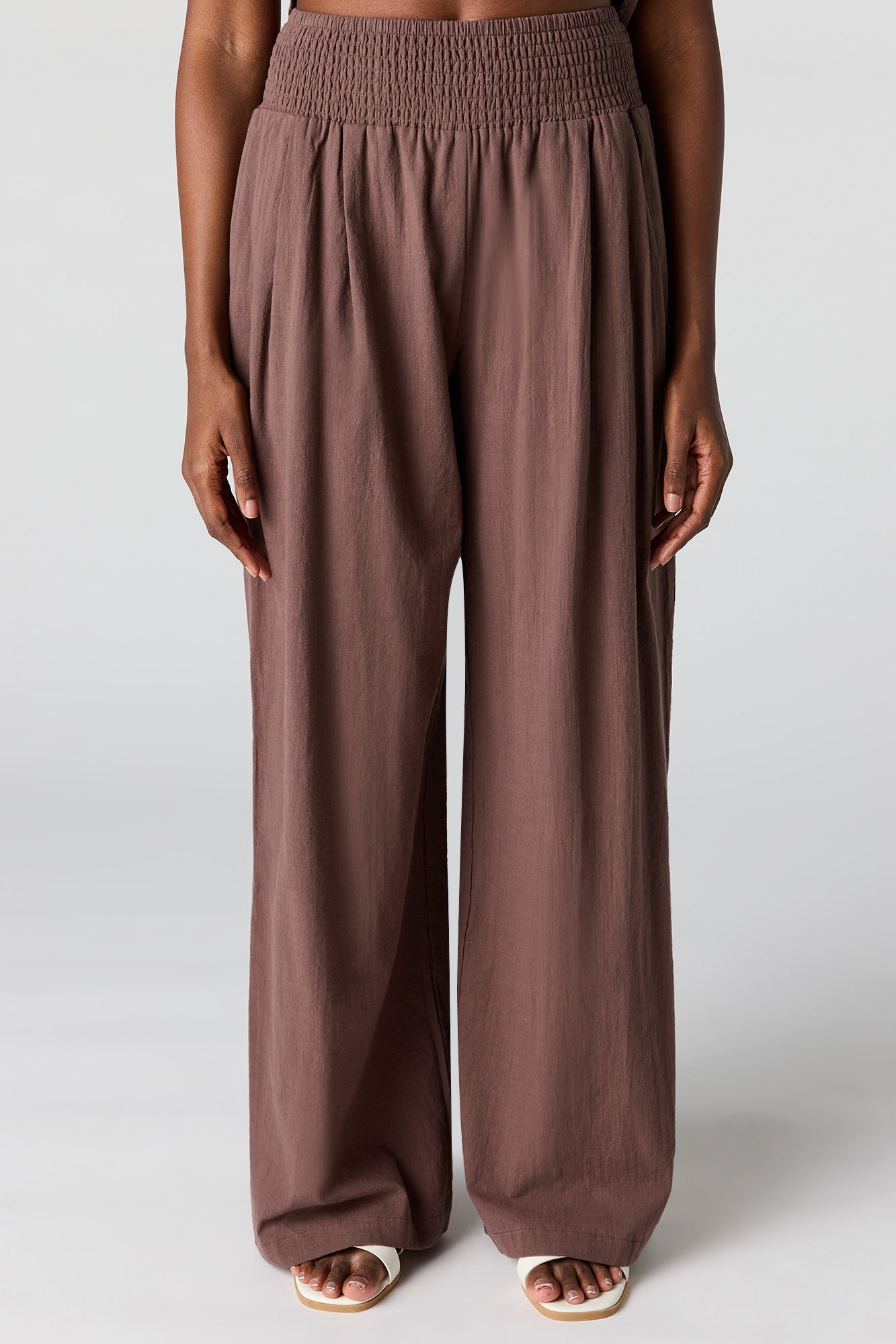 Smocked Waist Wide Leg Pant