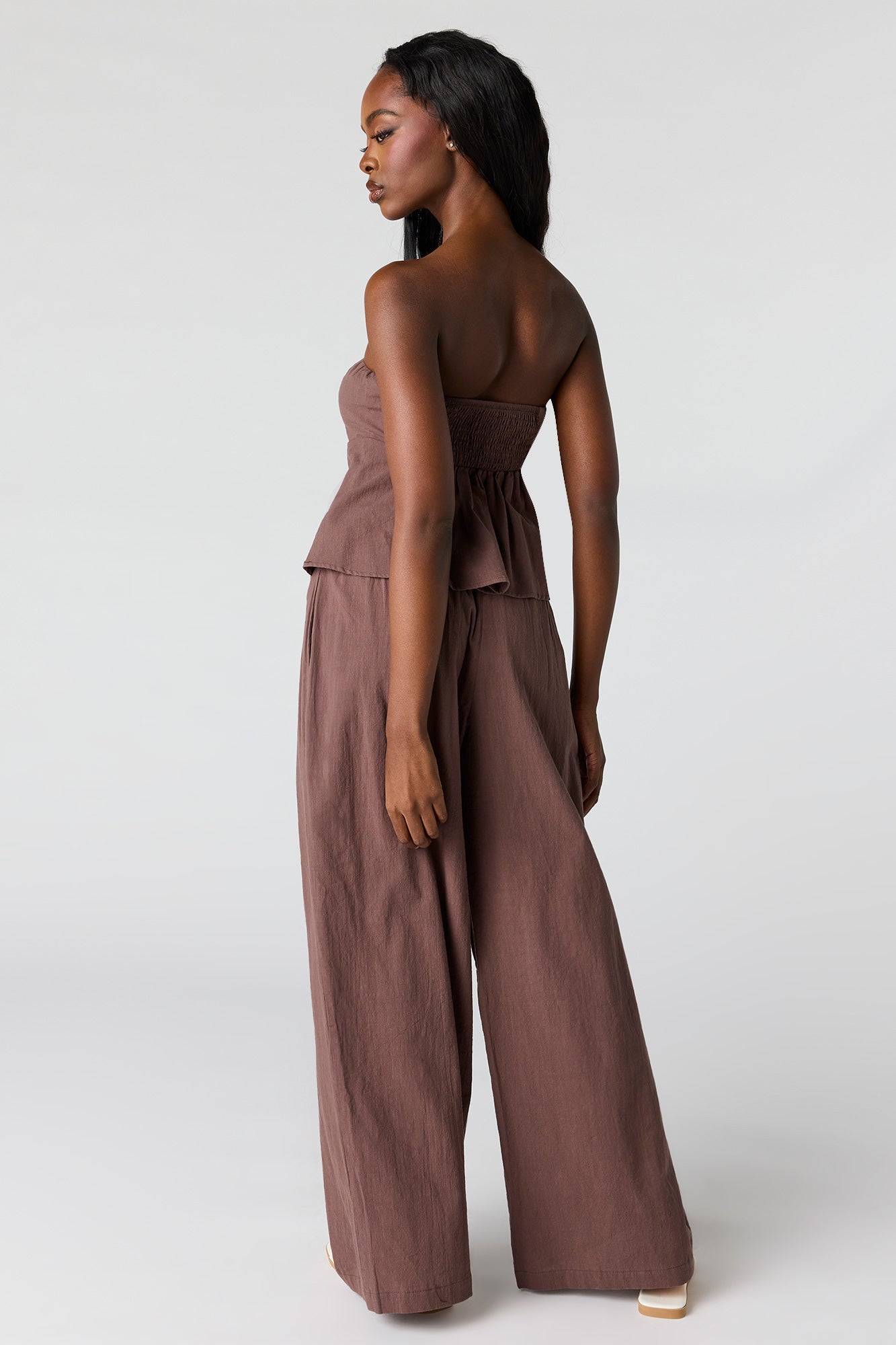 Smocked Waist Wide Leg Pant